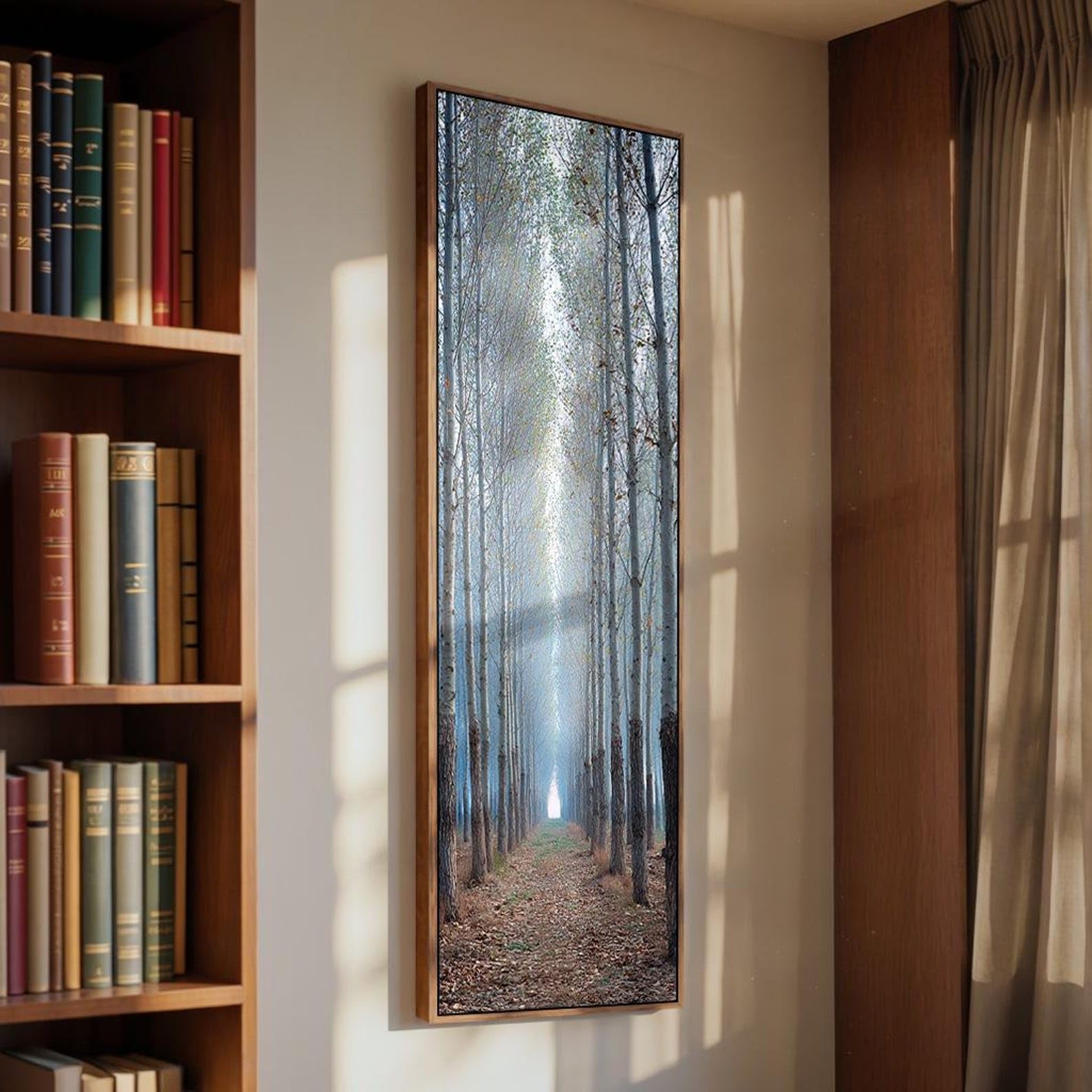 XINBAO Birch Tree Painting, Modern Forest Nature Decor, Tall Thin Canvas Wall Art, Vertical Canvas Prints Horizontal Bed Decor(30x90cm/Frameless)