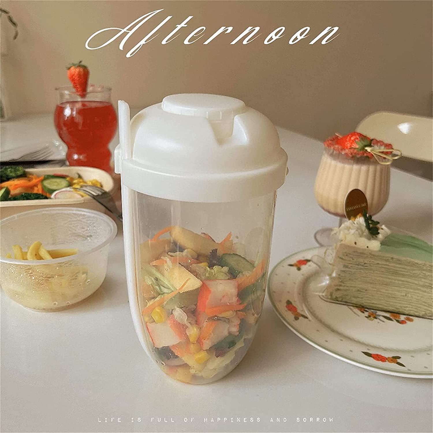 STOJO On The Go Opvouwbare Kom - 38 oz/1,1 l - Herbruikbare Travel Ronde Lunchbox met Deksel - Opvouwbare Siliconen Opbergcontainer - Nestbaar & Stapelbaar - Vaatwasmachine- en magnetronbestendig