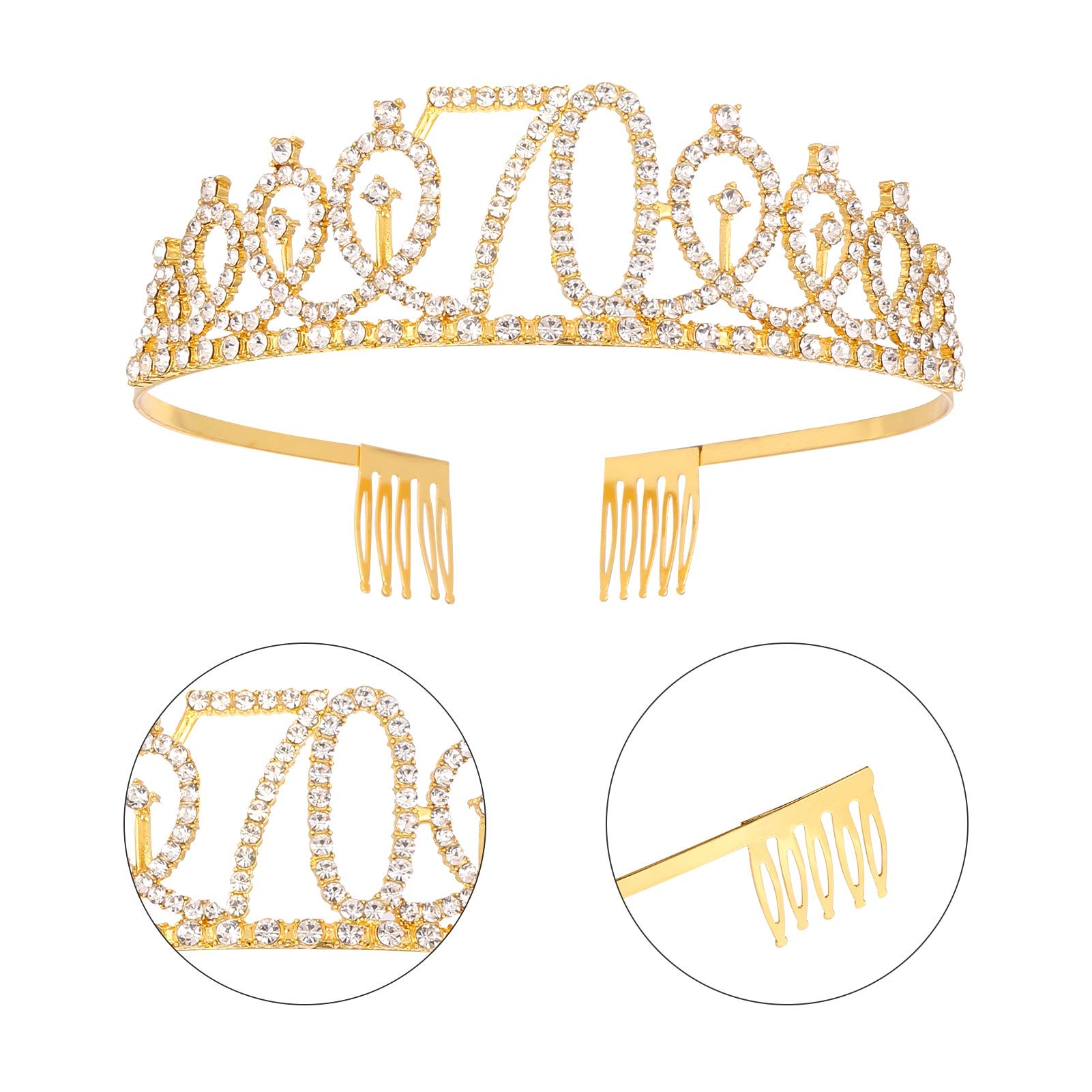 SUSSURRO '70 And Fabulous' Set – Schärpe & Strass-Tiara Zum 70. Geburtstag, Goldfarben
