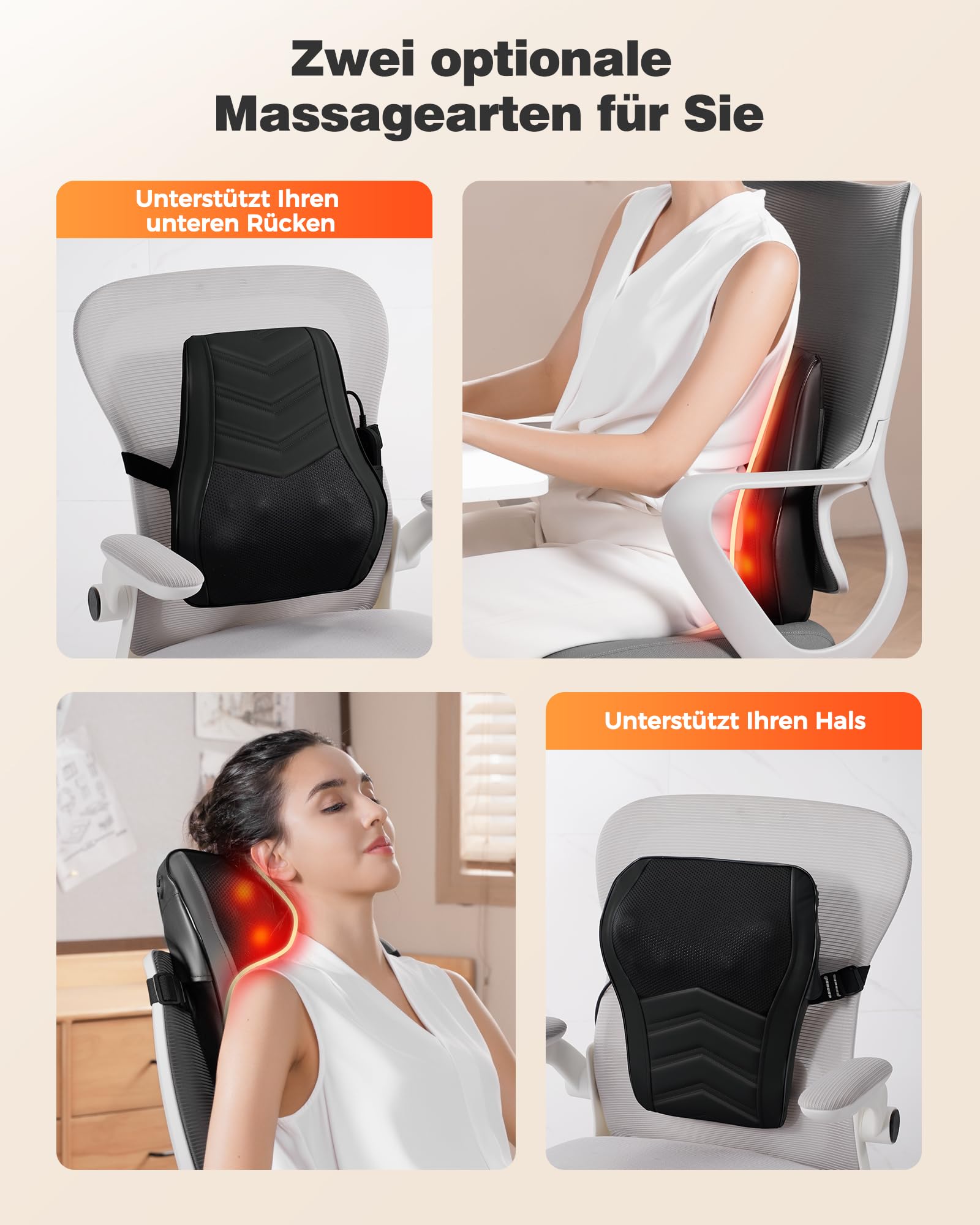 Boriwat Nackenmassagegerät mit Wärme, Shiatsu Massagegerät 3D Knet Rückenmassagegerät, Massagekissen für Nacken, Schulter Rückenschmerzen, Geschenke für Frauen Männer Papa Mama