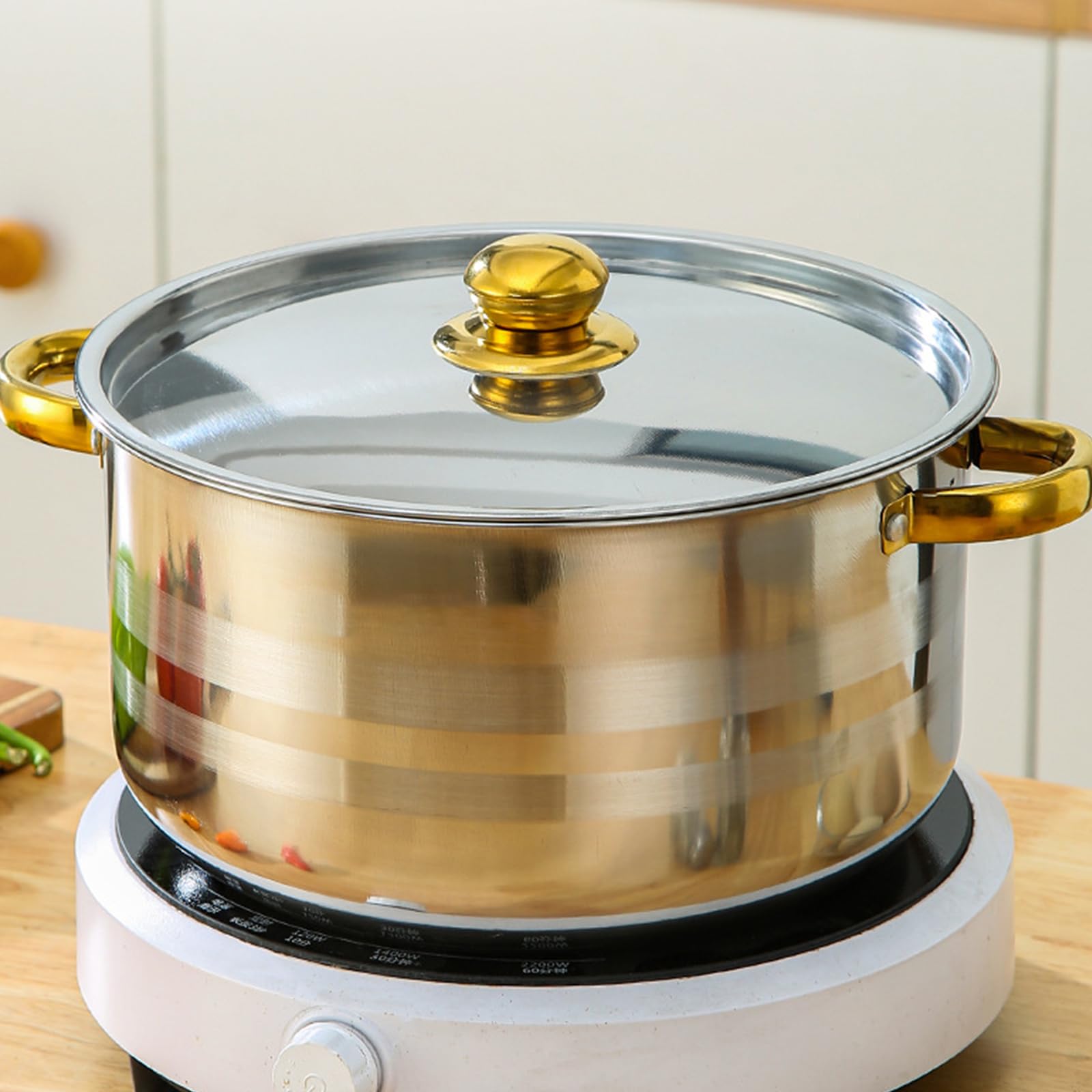 Juego de Ollas Acero Inoxidable 5 Piezas con Tapas, ollas y sartenes | BateríA De Cocina InduccióN, Juego De Ollas Cocina Doble Asa, Compatible Gas/VitroceráMica, FáCil Limpieza