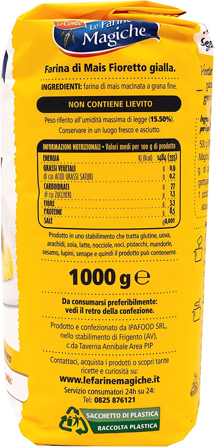 6x Lo Conte Le Farine Magiche Mehl Farina Di Mais Fioretto Maismehl für Polenta 1kg