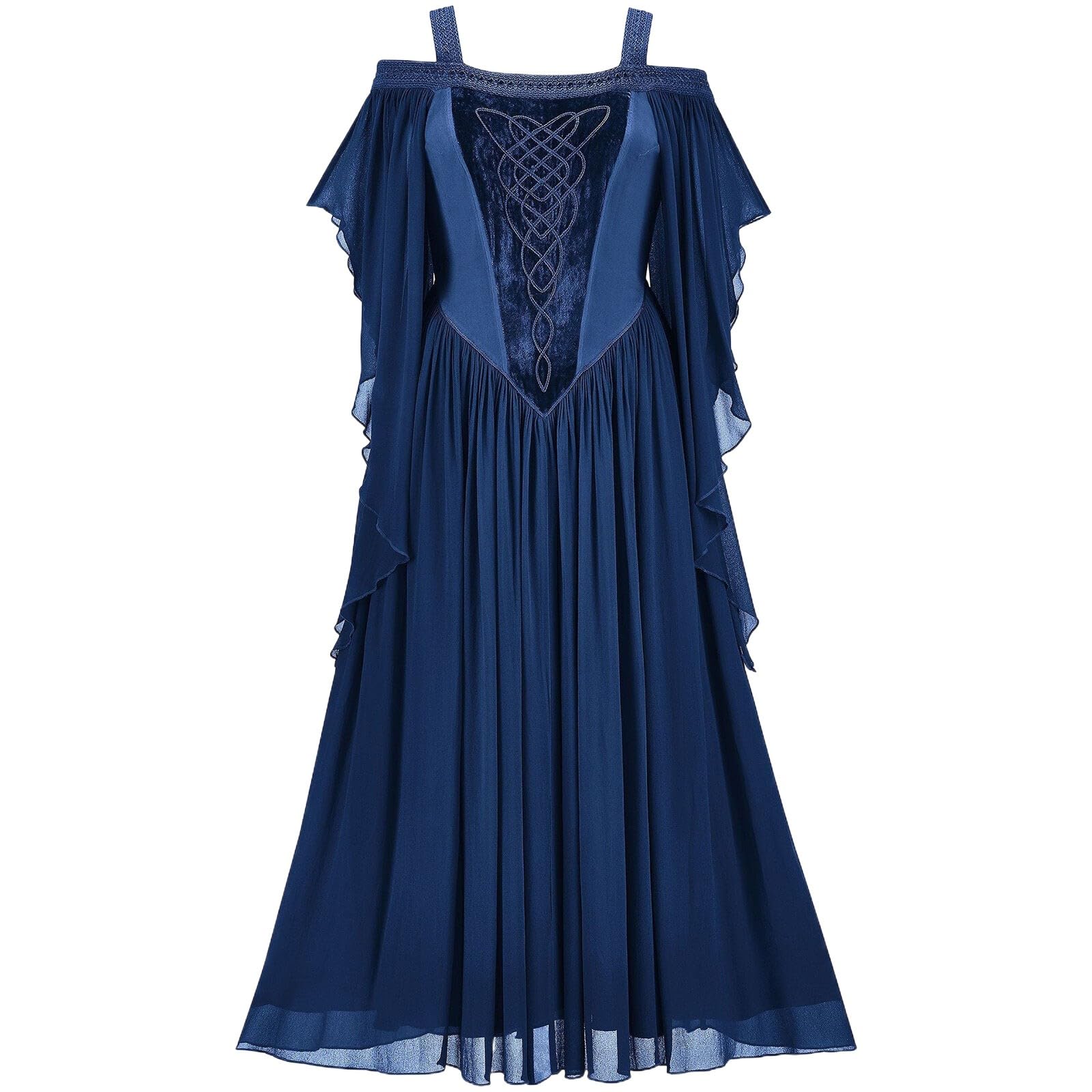 Generisch Robe gothique pour femme - Imprimé floral - Robe d'automne élégante médiévale avec manches longues - Tenue en velours doux pour les occasions festives - Style victorien avec motif floral