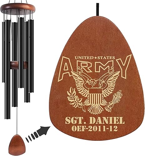 Carillón de viento de aluminio grande personalizado para militares para crear un ambiente zen, adecuado para exteriores, jardín, decoración de