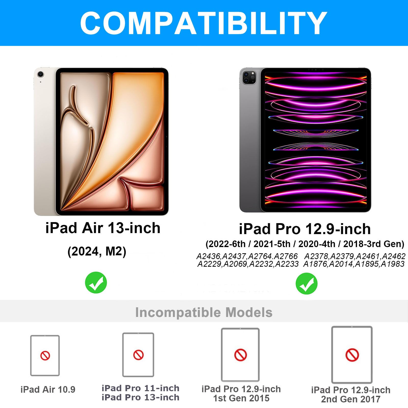 Magic Keyboard for iPad Air 13 inch (M2) 2024, iPad Pro 12.9-inch