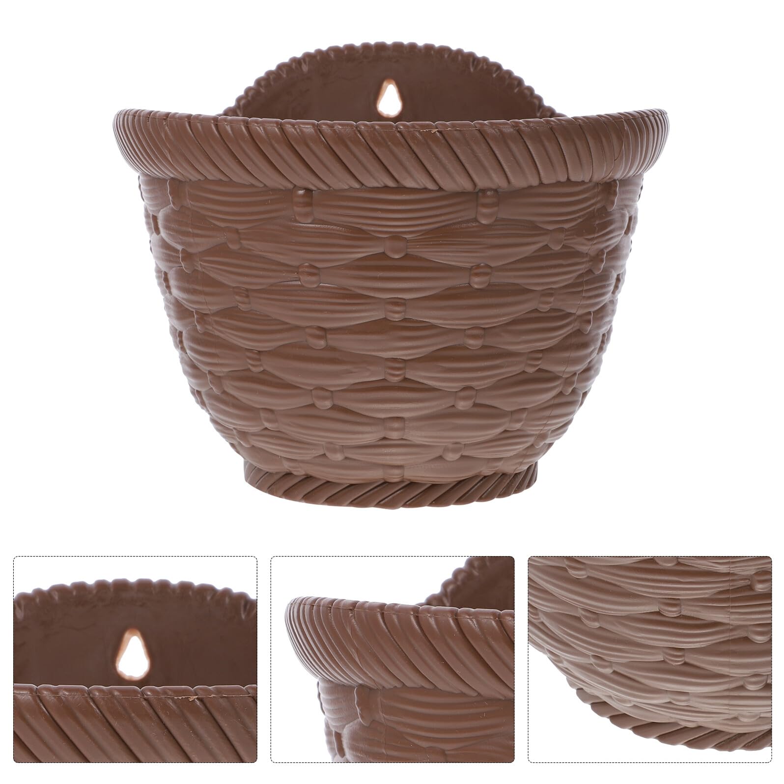 DECHOUS Pot de Fleurs Mural en Terre Cuite Imitation Osier Trou pour Accroche, pour Jardin et Balcon Extérieur