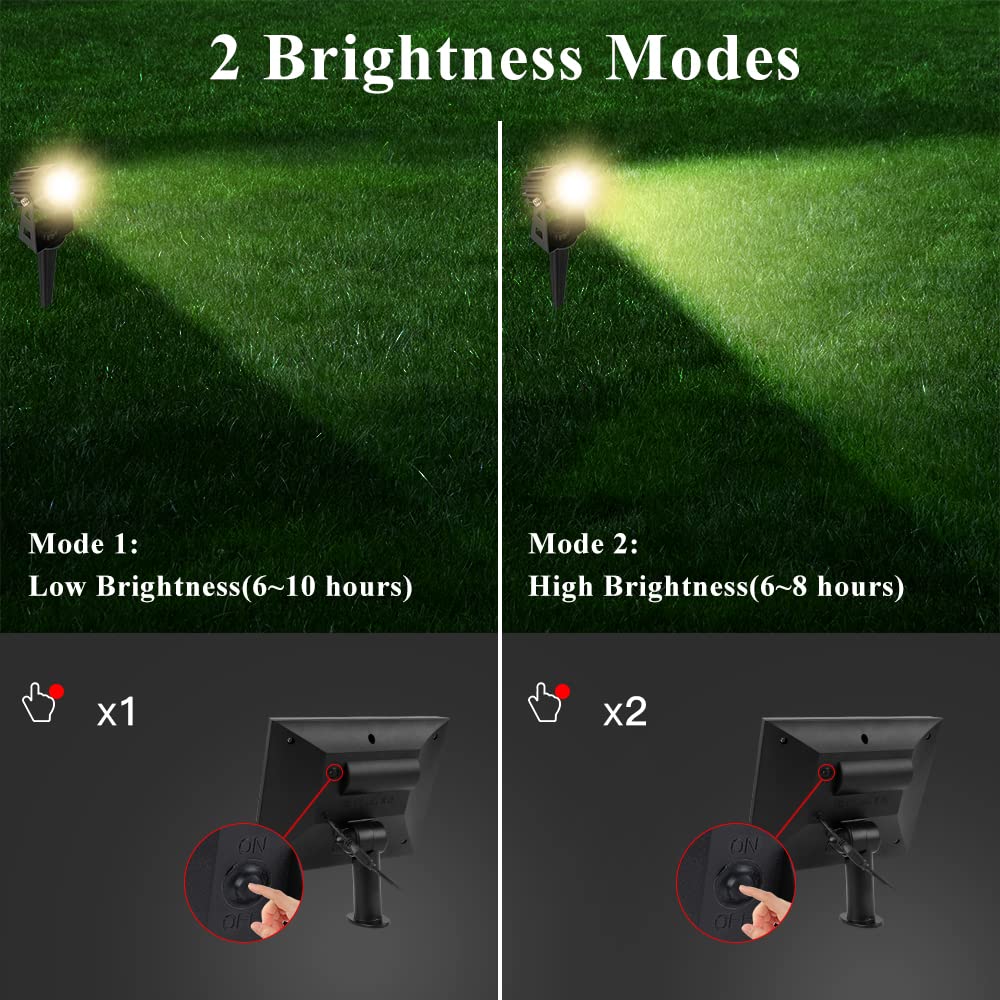 FALOVE Solar Landscape Lights, 5W Solar Spot Lights Outdoor All Aluminum Material IP67 Waterproof 16.4ft Cable Auto On/Off for Garden Yard Pathway Tree Flag 4 Pack Low Voltage Landscape Lights