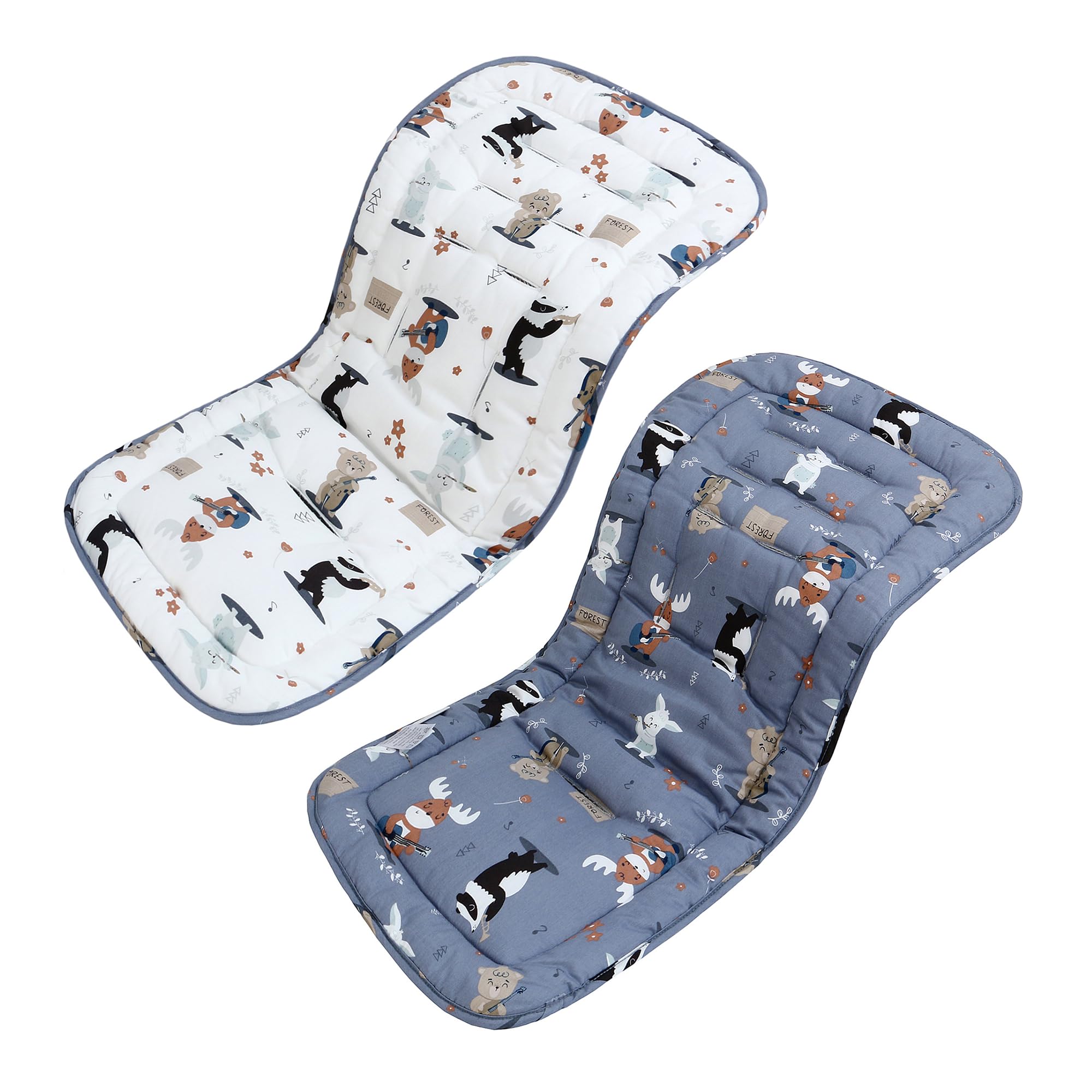 LAT Baby Sitzauflage für Kinderwagen, Doppelseitig Verwendbares Sitzauflage Buggy, Universal Kinderwagen Buggy Einlage für Kleinkinder 78 x 33 cm (Musikfestival der Tiere)