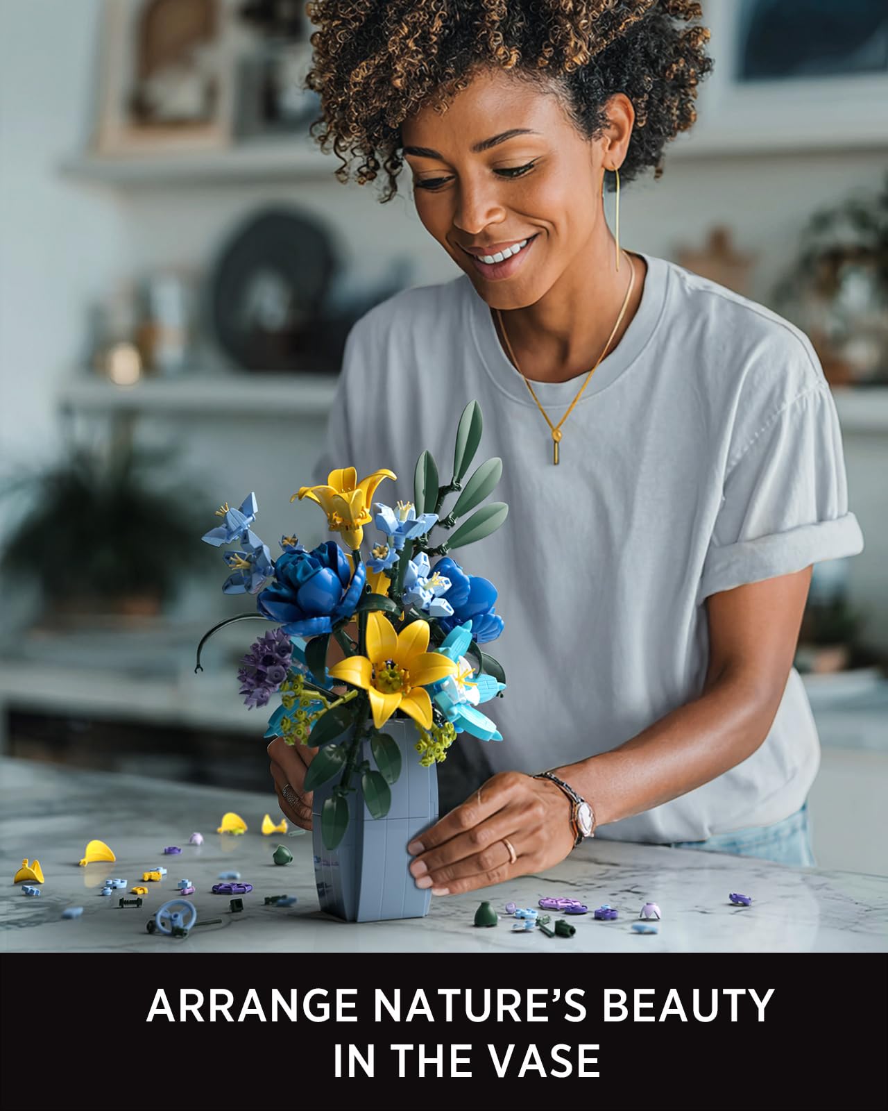 Nifeliz Wildflower Bouquet with Vase Model Toy - Image 4