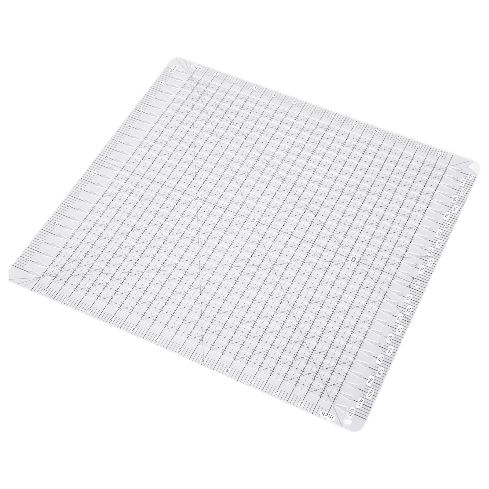 Eujgoov Righello per Quilting con Intaglio in Acrilico 12, 5x12, 5 Pollici Modello per Taglio Preciso del Tessuto, Cucito, Patchwork, Lavorazione Artigianale