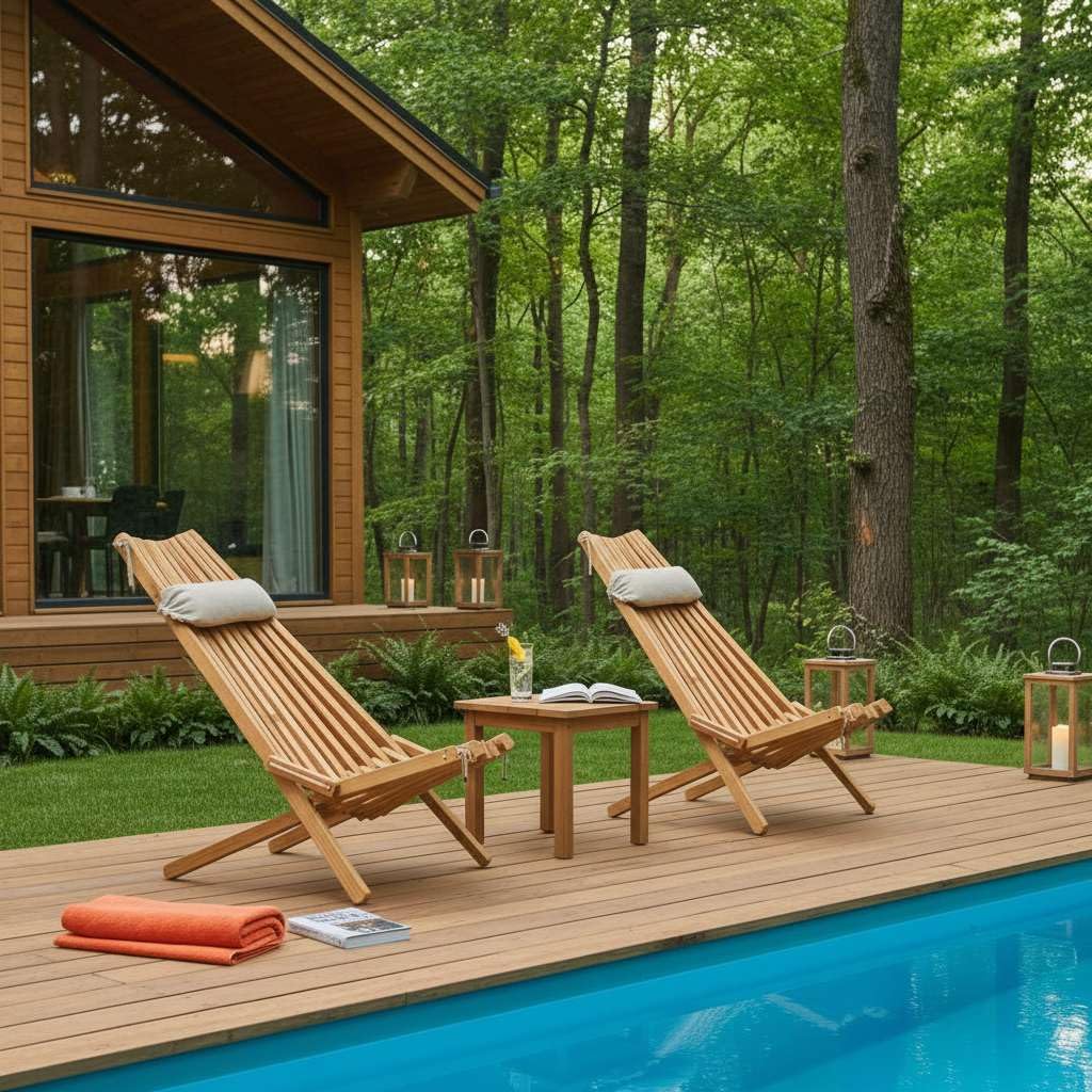 BOGATECO Sdraia da Giardino Pieghevole in Legno con Cuscino Poggiatesta - Lettino Prendisole per Piscina, Terrazza e Solarium - Sedia a Sdraio in Legno senza Metallo - 100 x 55 x 30 cm - Marrone