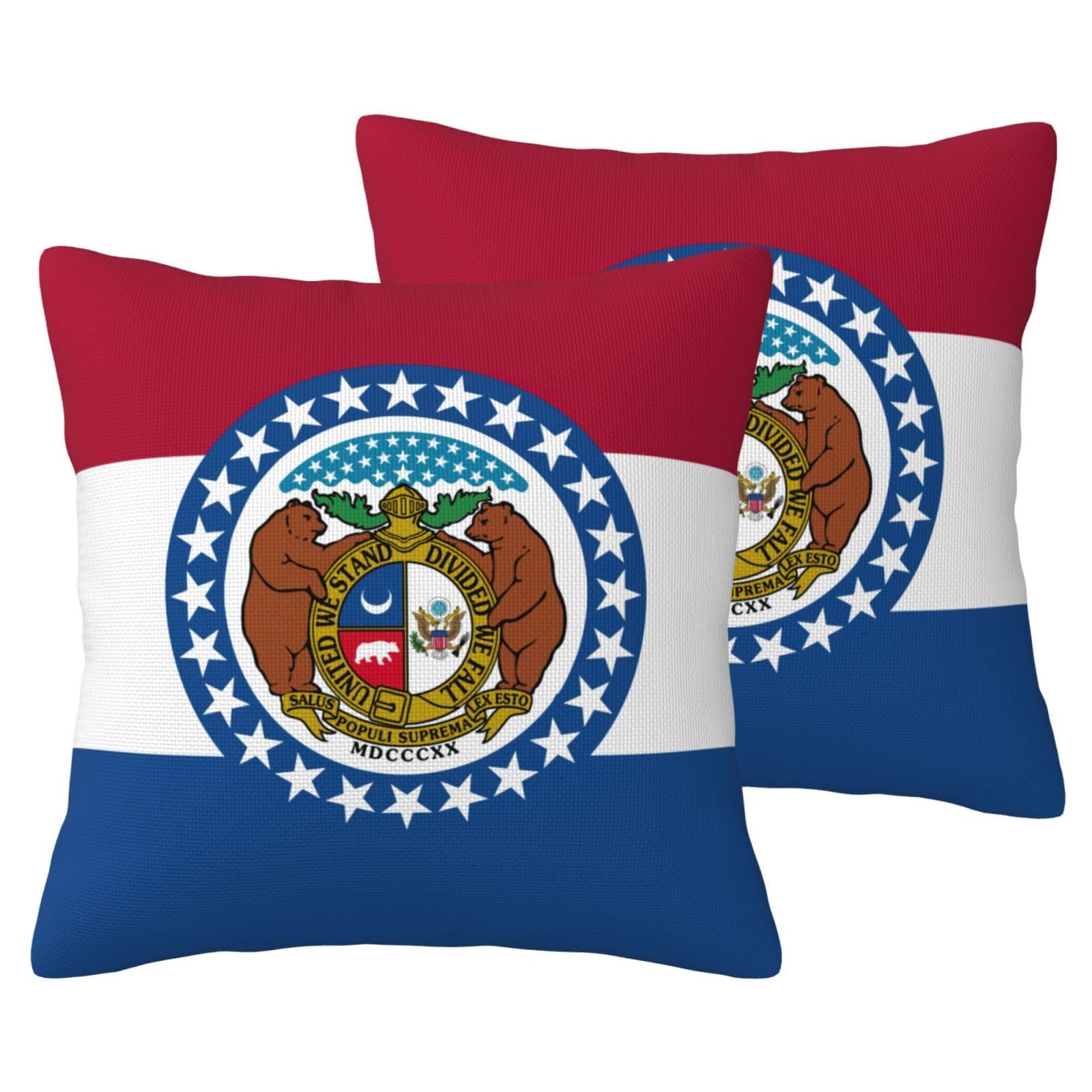 Drapeau du Missouri taie d'oreiller lot de 2 imitation lin salon lit canapé