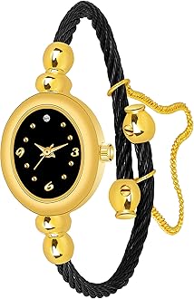 WHITE BIRDFormal Analogue Women's Watch(Gold Dial Womens Standard Gold Colored Strap)-IGP002 (Black Case Gold Strap)