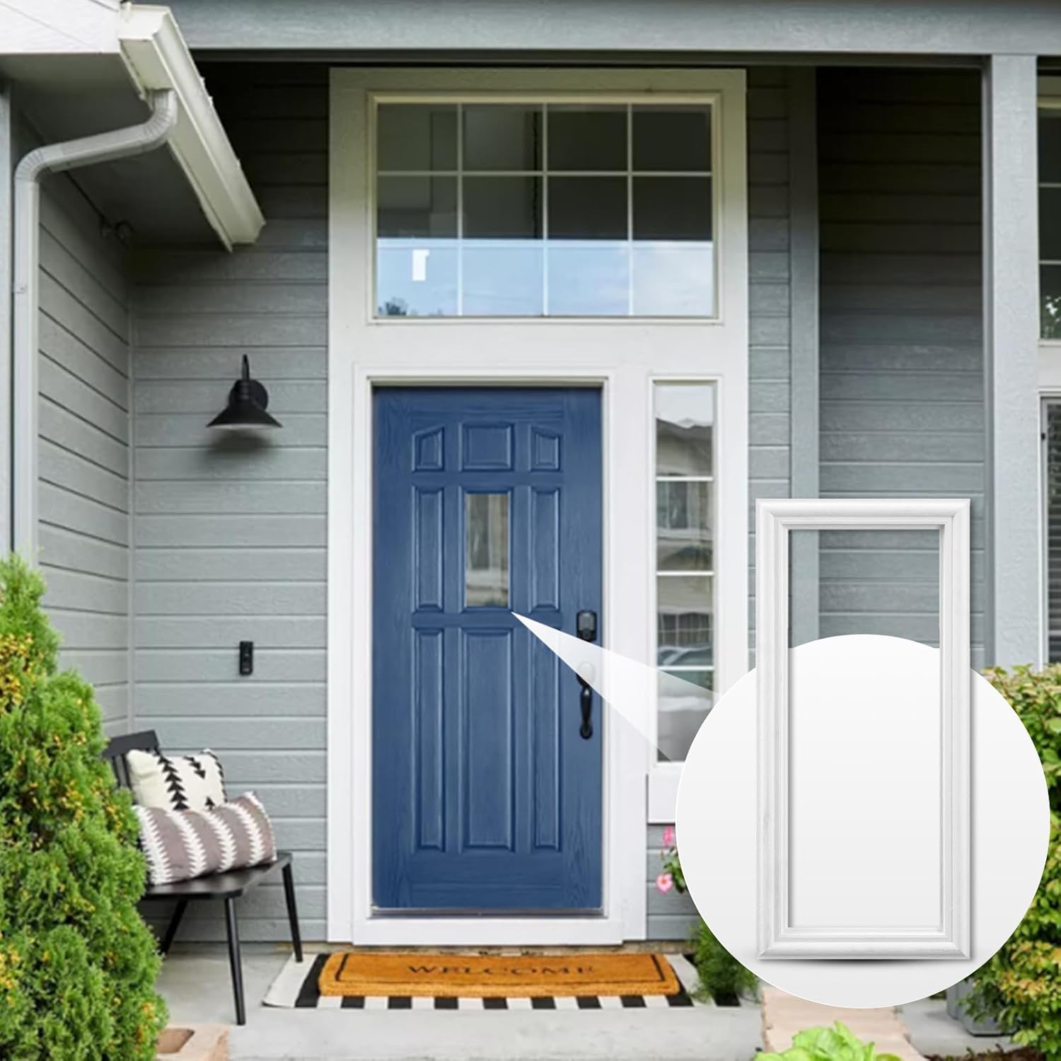 7'' x 18'' Entry Door Frame Insert Only Replacement Kit (Glass Not Included)1 Lite Exterior Front Door Window Frame Grille Inserts Replacement Kit for Home Improvement