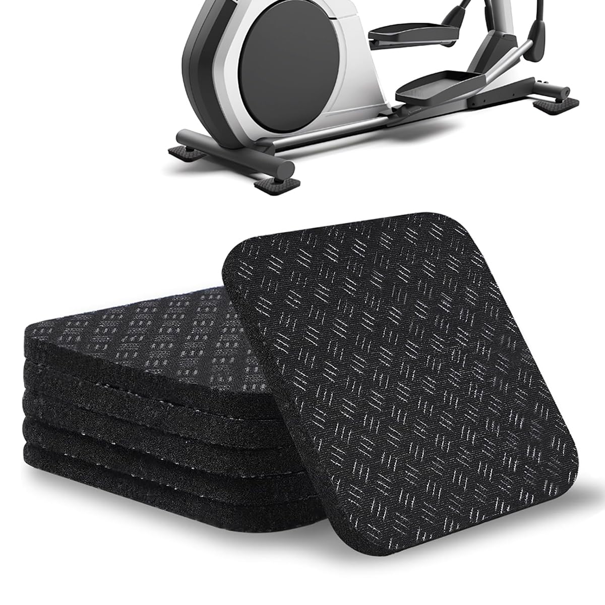 LOOEEL 6PCS Treadmill Mats,High Density Equipment Pads 4 x 4 x 0.2 inch Double-Sided Non-Slip Exercise Equipment Mat for Floor Protection,Washing