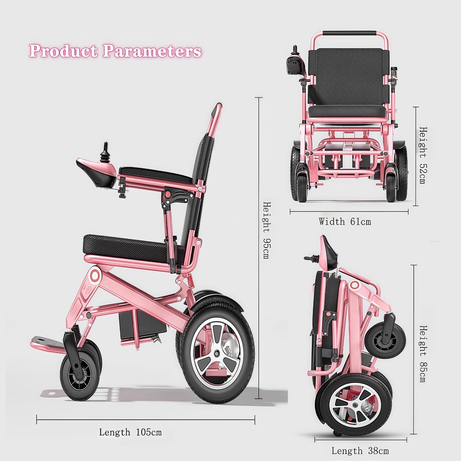 Scooter Elettrico Pieghevole Leggero, Completamente Automatico, Intelligente, Esclusivo Da Donna, A Quattro Ruote, Sedia A Rotelle Elettrica Rosa Di Alta Qualità