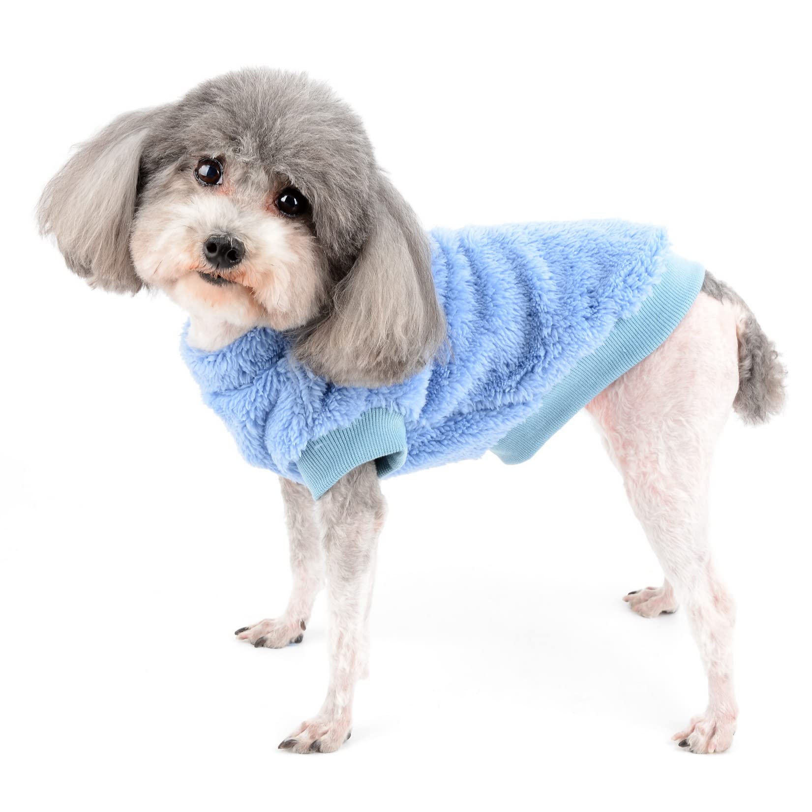 Zunea Dog Jumper Winter Warm Fleece Sweater Coat for Small Dogs Soft Pullover Jacket Coat Fuzzy Puppy Clothes Cold Weather Vest Pet Girls Boys Apparel for Chihuahua Yorkie Cats Blue S - Image 2