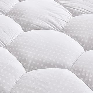 Cotton Mattress Pad, Full Bedding Cover Quilted Fitted Mattress Protector 8-21" Deep Poket, Breathable Cooling Down Alternative Fill Mattress Topper White,Full Size