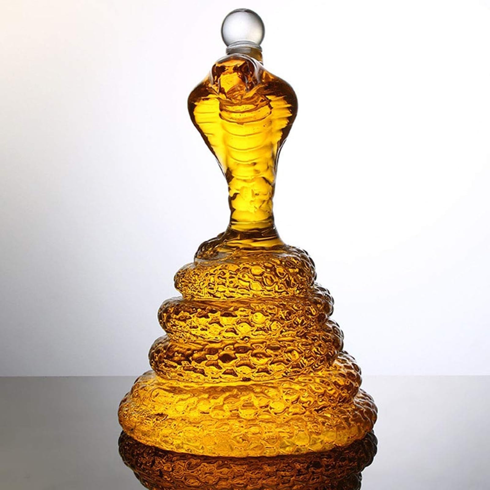 1000ML Decantador Whisky Arte Escultura - Decantador De Whisky Con Forma De Serpiente Cobra Real 3D, De Vidrio Soplado A Mano Sin Plomo, Con El Símbolo Del Zodíaco