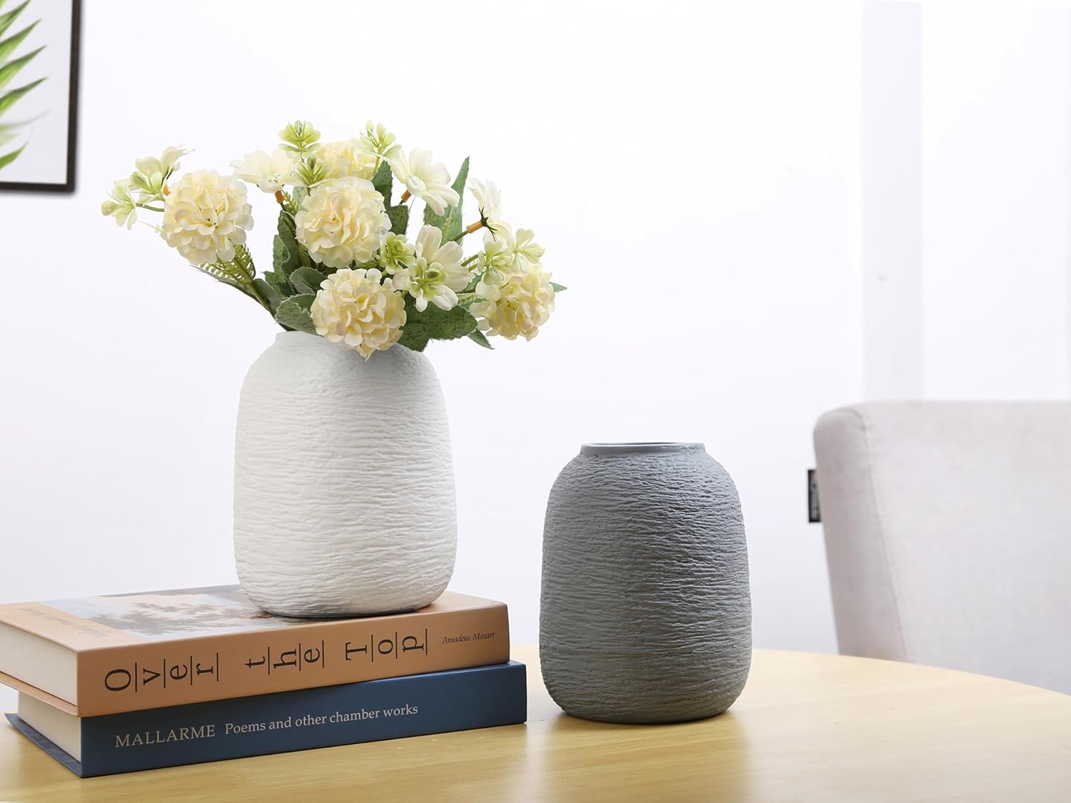 White Vases, Minimalist vase,Ceramic Vase,Modern Flower vase, Home Decor vases, Fits Everywhere, Best Decoration for Christmas, Mother's Day and Other Festivals, 5.9 Inch.(ZJ White) - Image 9