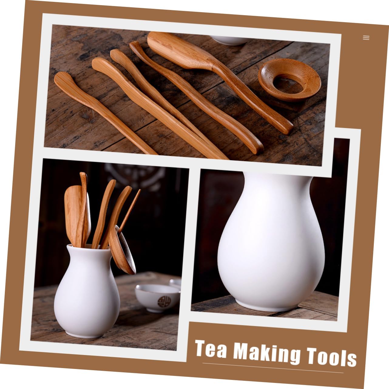 SHOWERORO Tea Ceremony Accessories 1 Set of Tea Utensils Bamboo Ceramic Tea Tools Tea Art Kit Easy to Clean Store