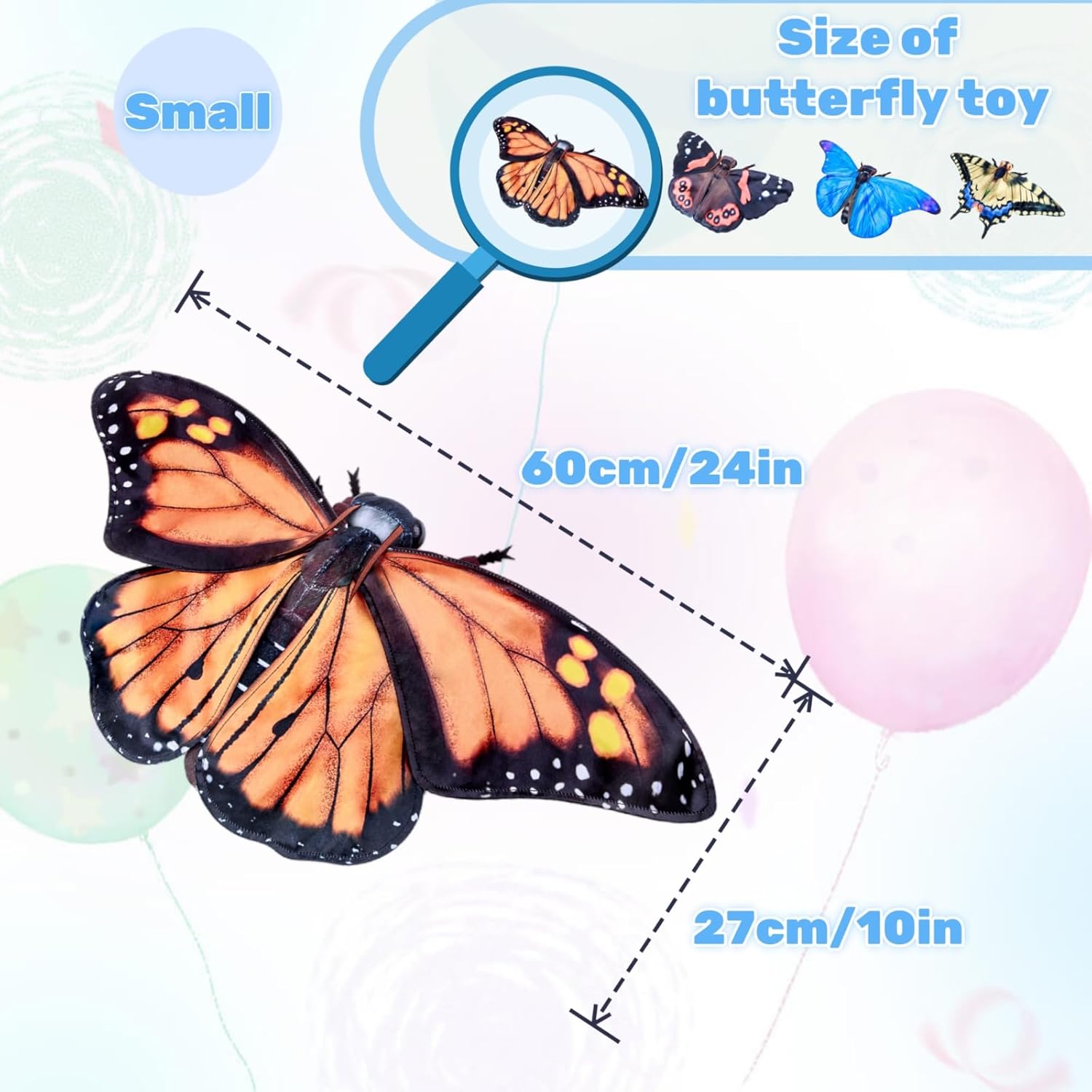 FRANKIEZHOU Realistic Monarch Butterfly Stuffed Animal-Orange 10 Inch,Beautiful Moth Plush Toy