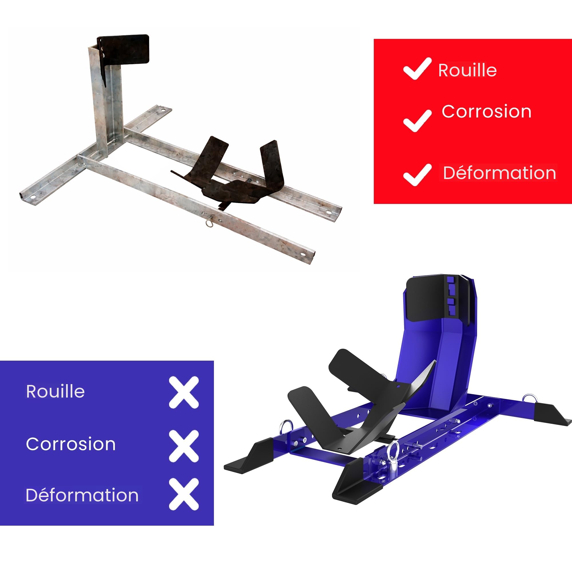 GRAND PITSTOP Cale de roue universelle pour Crusier, Sports et Dirt Bikes, support de moto robuste pour remorque, entièrement réglable, amovible, cale de roue pliable. (taille des pneus de 33 cm à 66