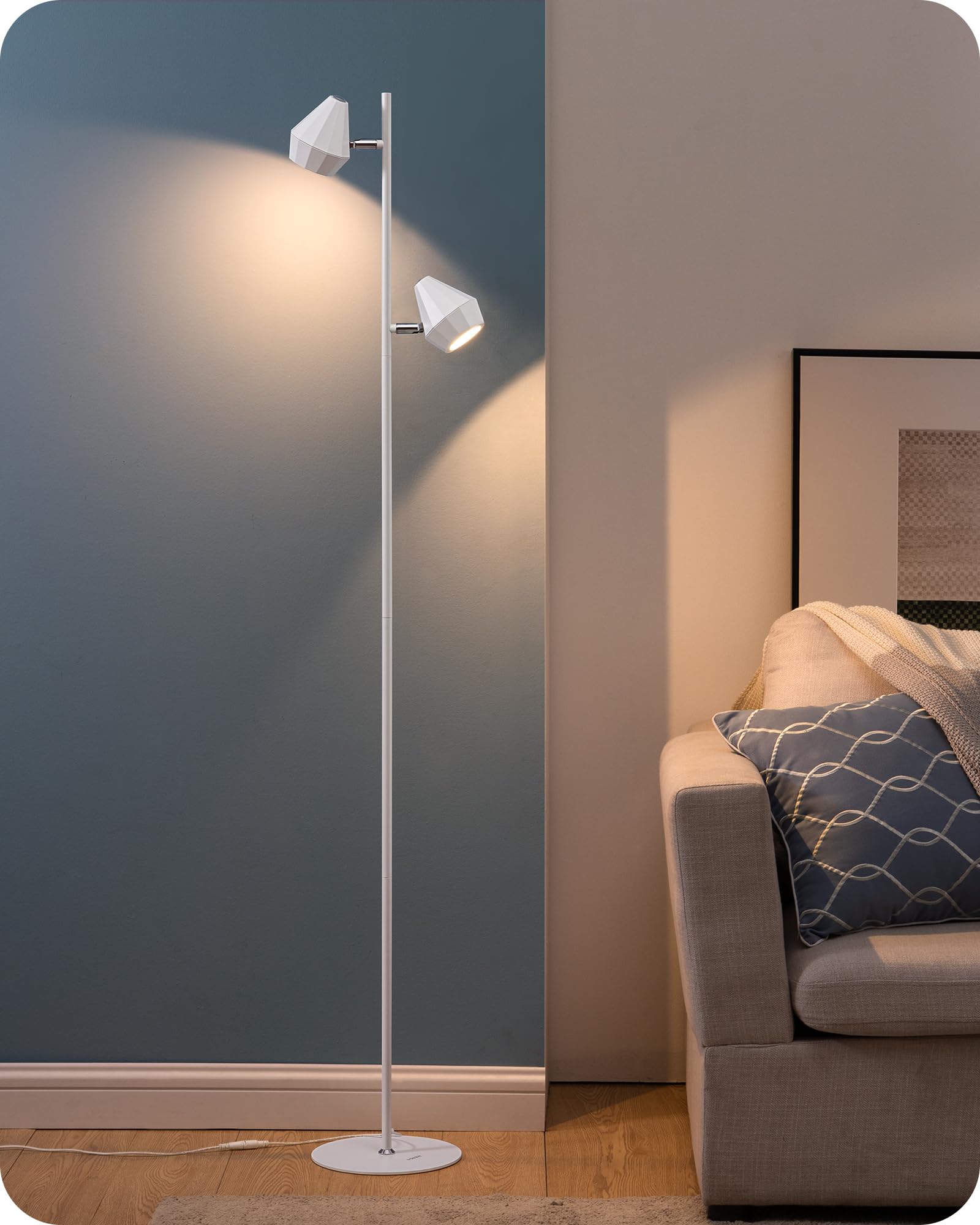 EDISHINE 2 pack Vloerlamp Woonkamer, Dimbare LED Vloerlamp, 3000K Warmwit met Memory-functie, Verstelbaar tot 146 cm, Moderne Staande Lamp voor Slaapkamer en Kantoor, Zilver EDISHINE 2 pack Vloerlamp Woonkamer, Dimbare LED Vloerlamp, 3000K Warmwit met Memory-functie, Verstelbaar tot 146 cm, Moderne Staande Lamp voor Slaapkamer en Kantoor, Zilver
