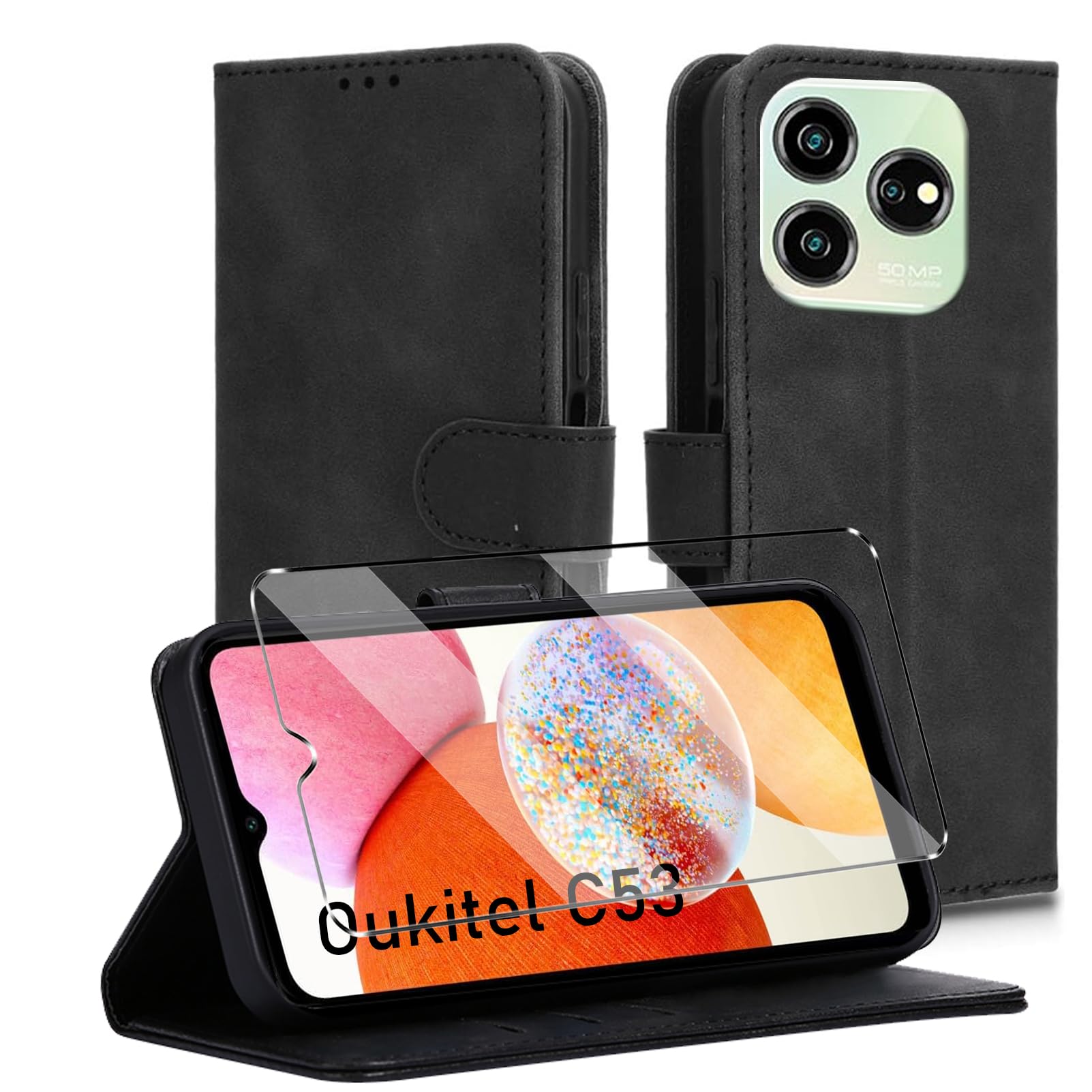 HuiYouMY 2-in-1 Case Compatible with Oukitel C53 Leather Phone Case