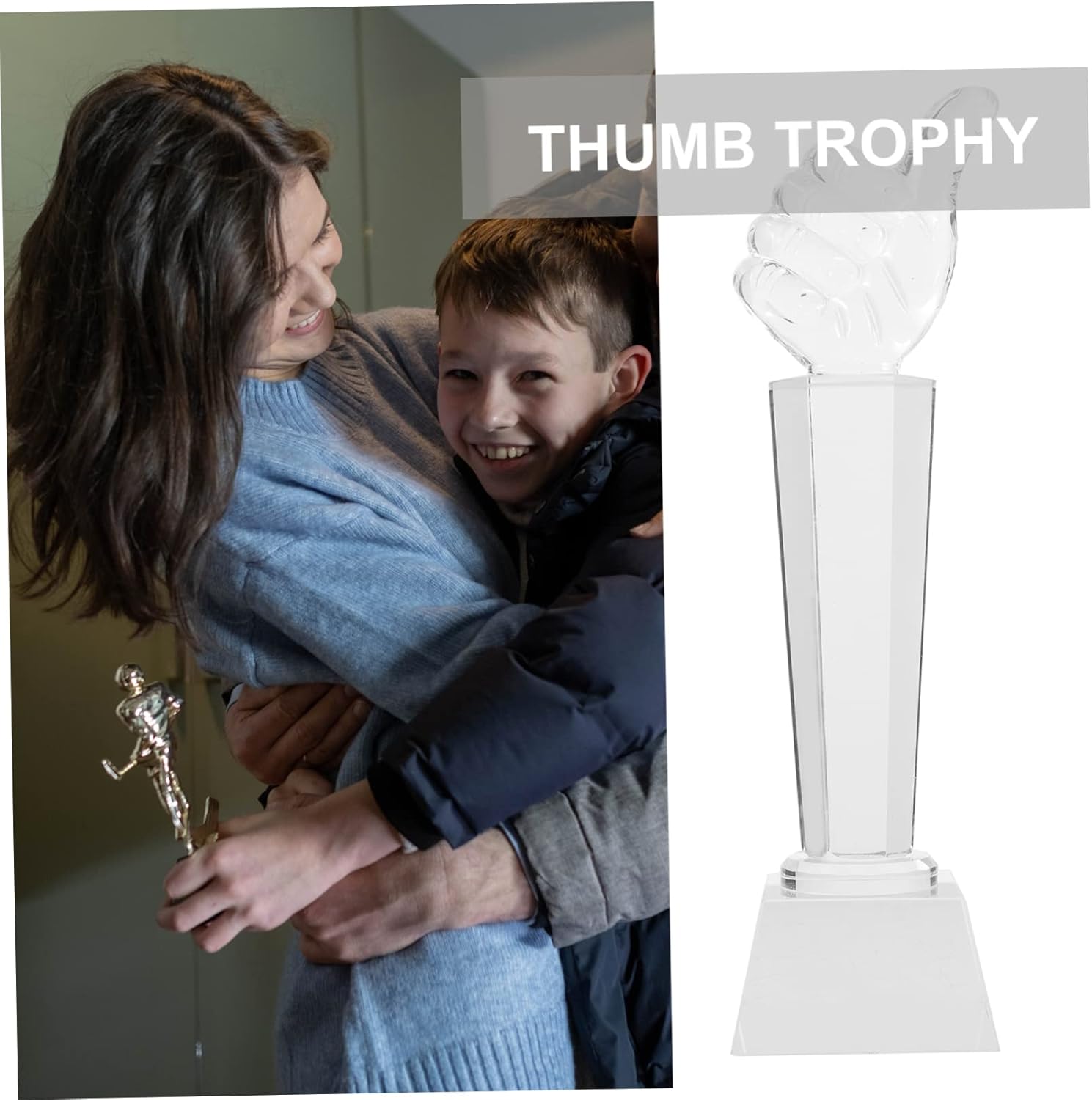 Yardwe Trophy Decor Crystal Trophy Helping Hands Award Crystal Ornament for Party Favors Home Decor Toy