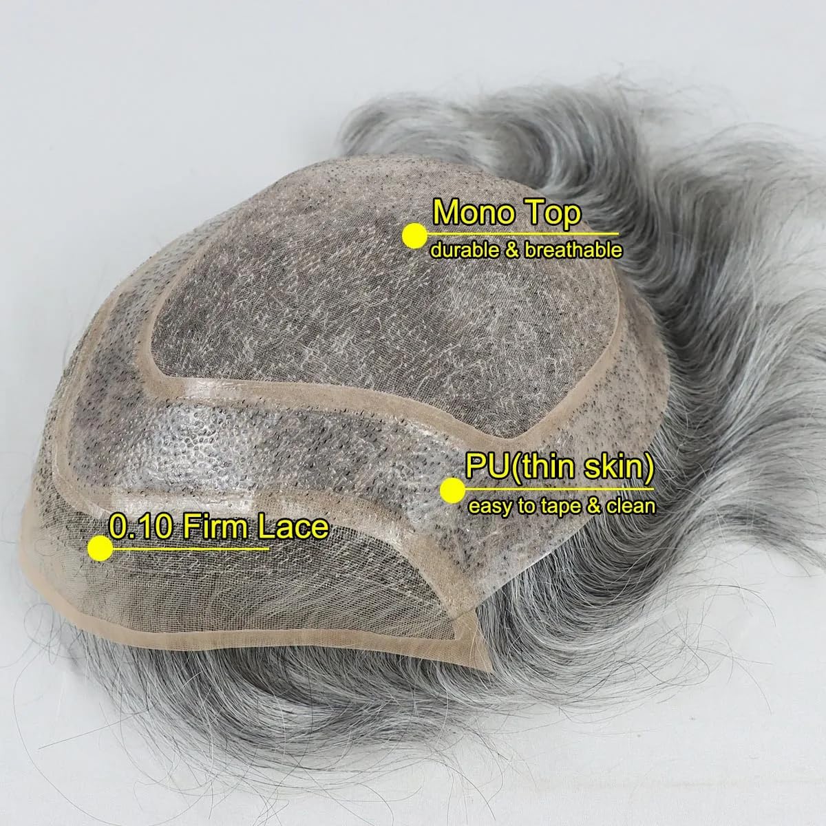 1B50 Grey Hair Toupee Mono Lace PU Base Human Hair Men’s Wig Hairpiece Natural Wave Replacement System 8X10 1B50 Grey Hair Toupee Mono Lace PU Base Human Hair Men’s Wig Hairpiece Natural Wave Replacement System 8X10