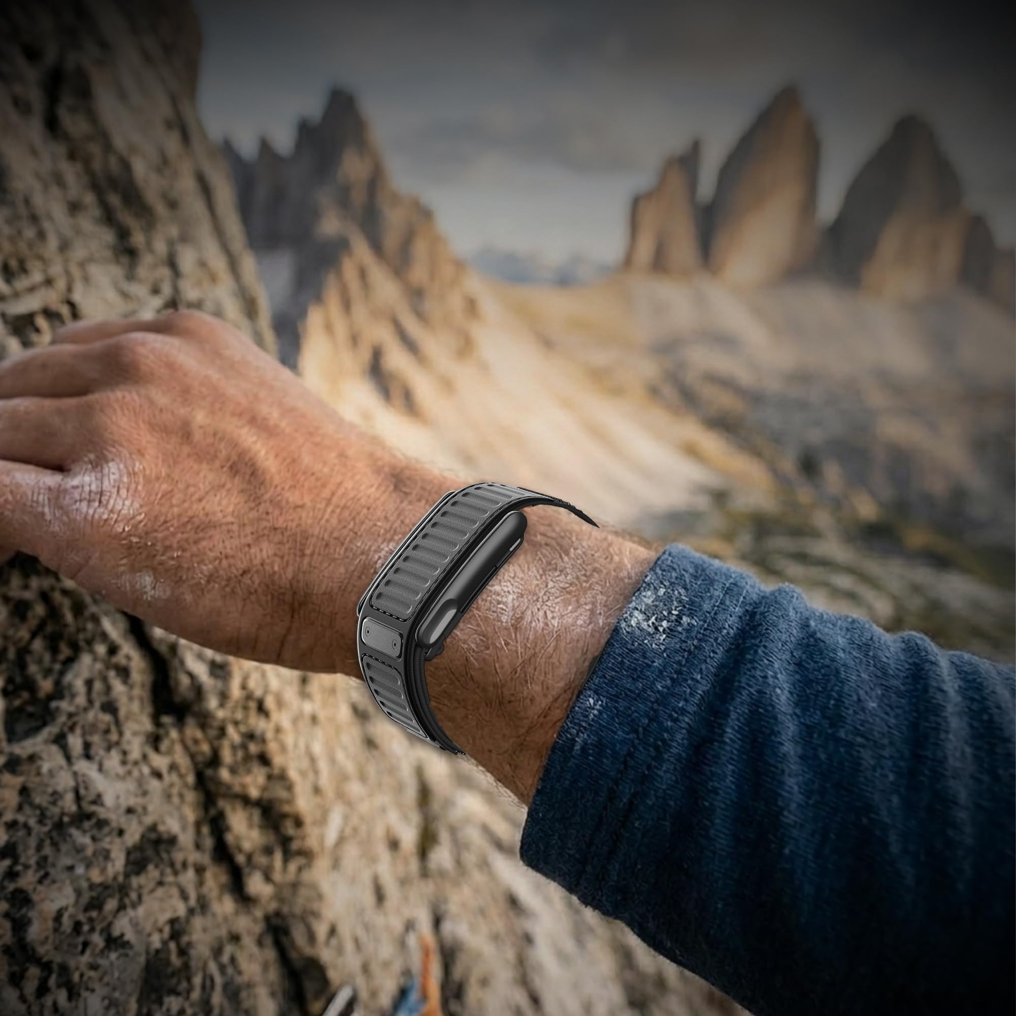 Dado Cinturino di ricambio sportivo in silicone ibrido in nylon compatibile con WHOOP 5.0, One, Peak e Life Fitness Tracker, traspirante e resistente, con cinturino di collegamento a scorrimento