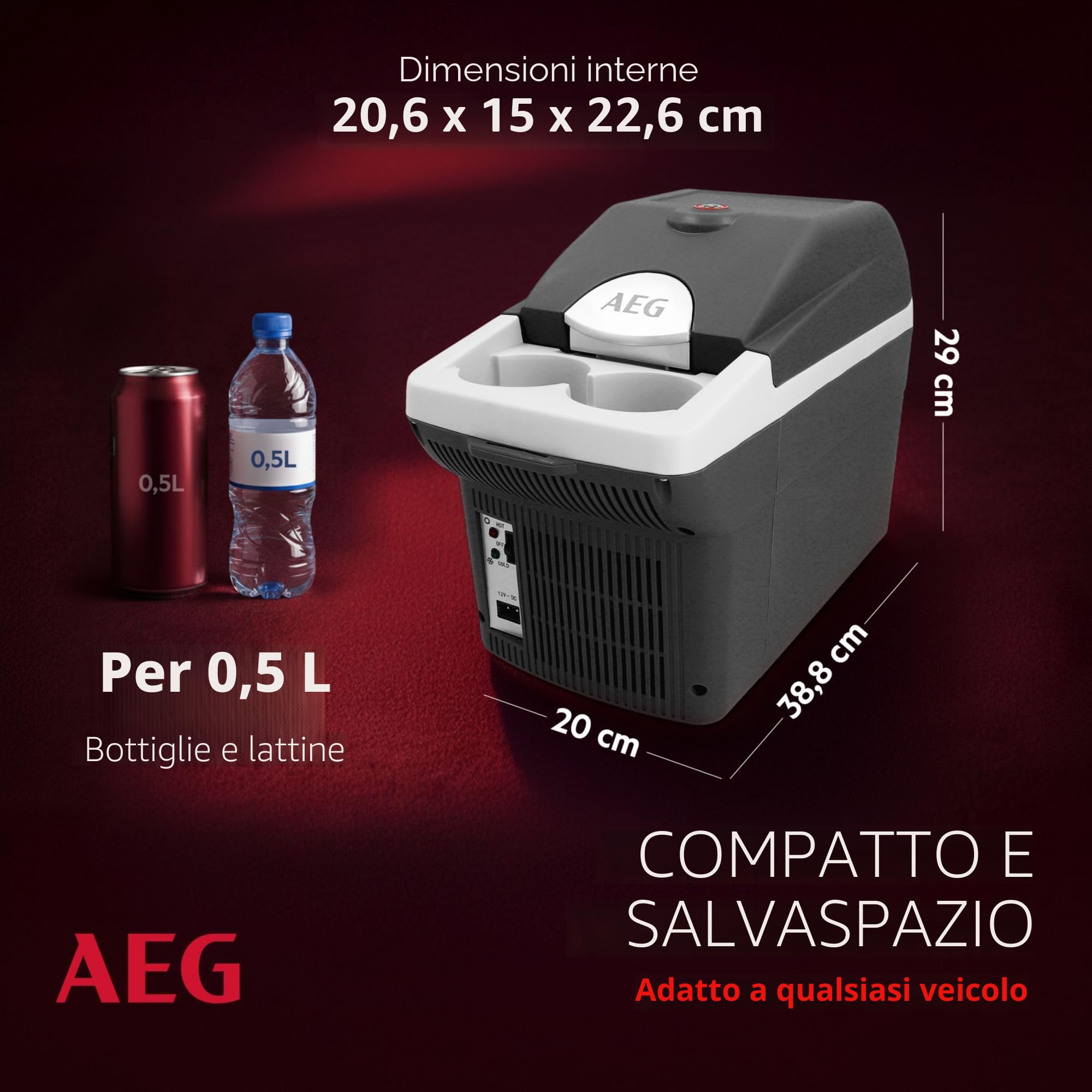 AEG Automotive 10693 Board-Bar BK 6-Contenitore termoelettrico da 6 Litri, 12/230 Volt, Presa, richiudibile in Auto, 6 Liter