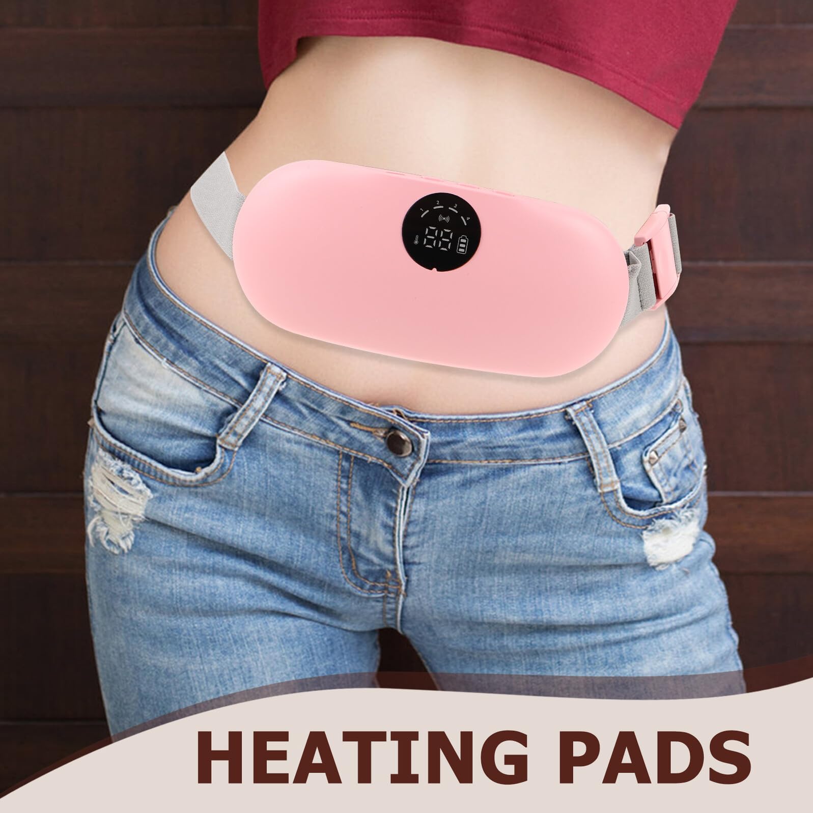 TOYANDONA Cinturón Térmico Portátil con Vibración y Calentamiento Rápido, Diseño Ligero de Silicona y Abs para Calambres Menstruales Adecuado para Trabajo y Viajes