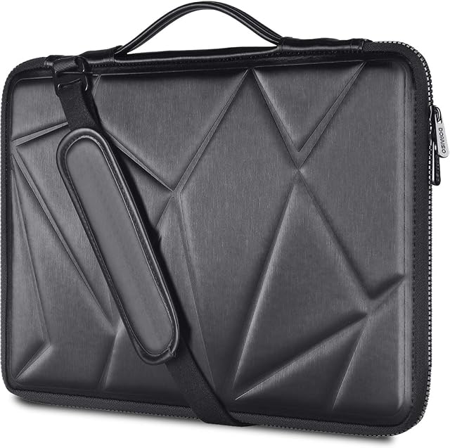 DOMISO 15.6 Inch Shock Resistant Laptop Sleeve Shoulder Bag Protective Case Compatible with 15.6" Lenovo IdeaPad 520 / Dell Inspiron 15 3000 3573 / HP/Samsung Computer, Black