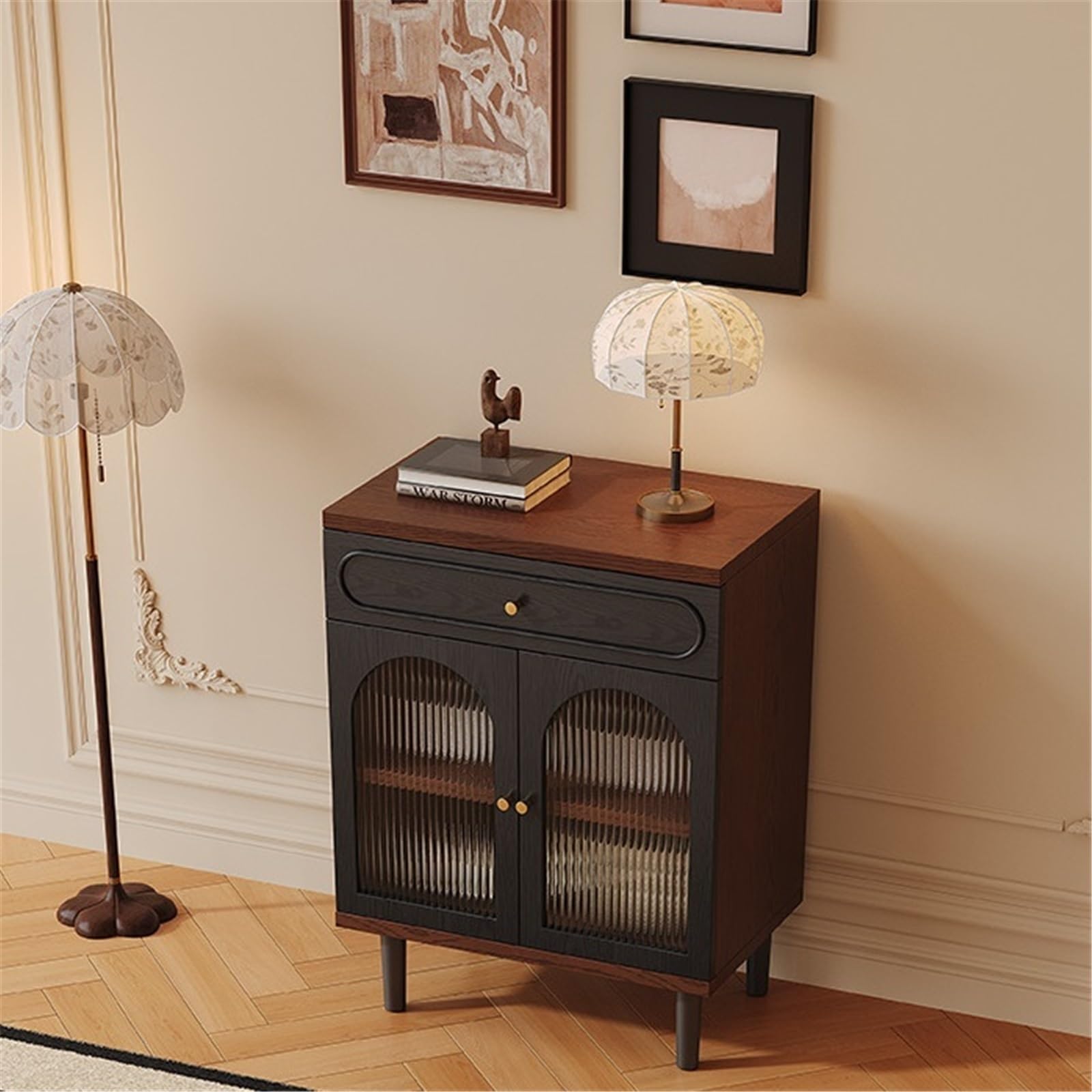 Mueble aparador Aparador pequeño Retro de Cristal for el hogar, salón, almacenaje Multifuncional, Ideal for té o como Espacio Almacenamiento en la Pared. 80 cm Mesa de Centro Consola