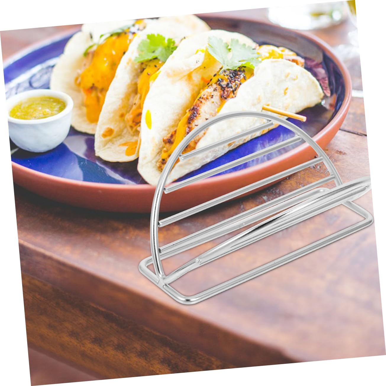 Amosfun Taco Ständer zum Backen und Servieren 2 Stück aus Edelstahl Praktisches Tablett Multifunktionaler Taco Halter für Eierbraten und Brotbacken