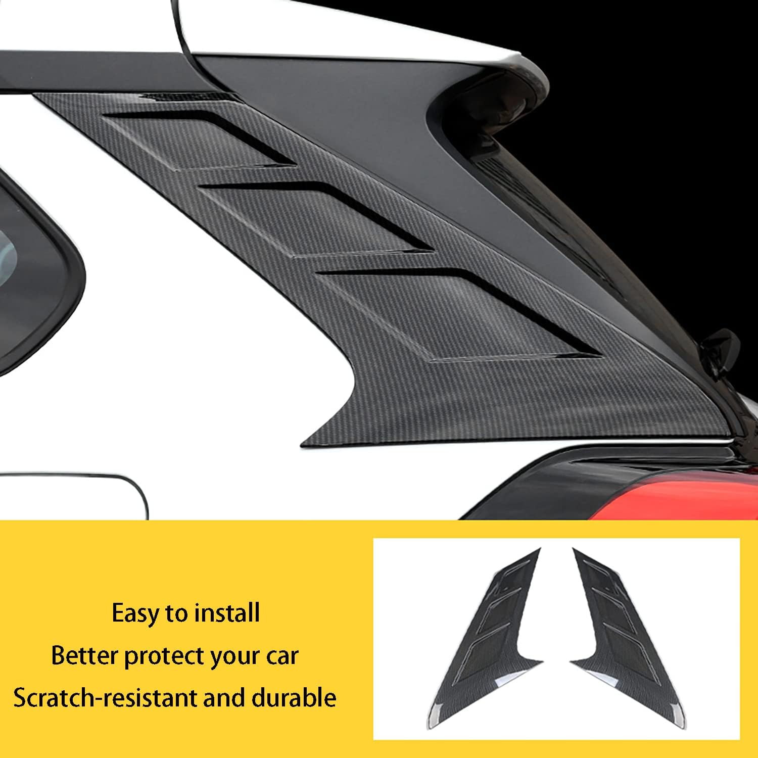 Car Accessories Fit for Toyota RAV4 2019-2022 2023 2024 2025 Rear Window C Pillar Side Wing Triangle Cover Trim (Carbon Fiber Style) ABS 2PCS
