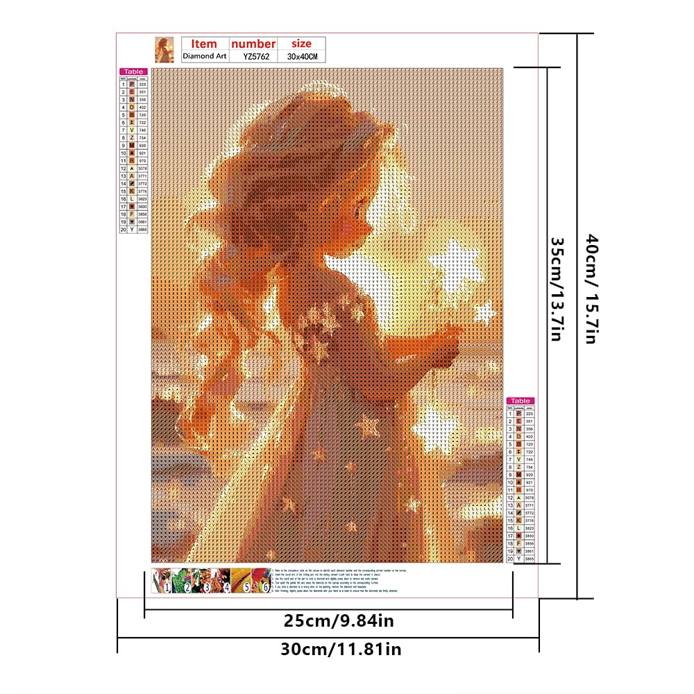DCIDBEI 30 x 40 cm DIY Diamond Painting Princess Children, 5D Round Angel Diamond Paintings, Diamond Embroidery Star - Image 2