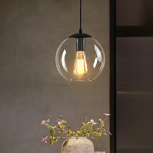 Lámpara colgante con forma de globo, moderno accesorio de iluminación colgante, lámpara clásica de racimo con pantallas de vidrio transparente