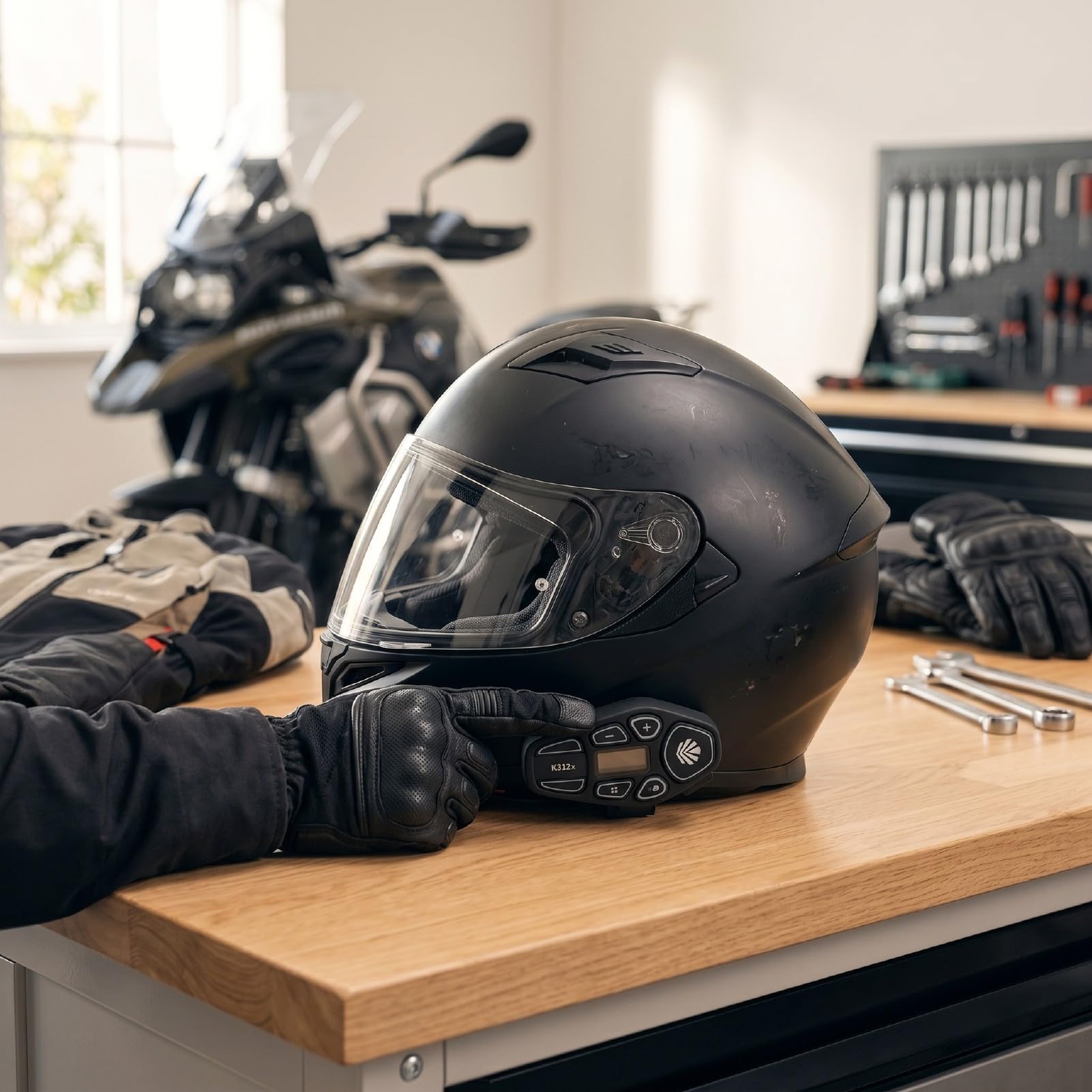 Auricolare Bluetooth per Casco Moto, Illuminazione RGB IPX6 Impermeabile con Cancellazione del Rumore con Ricarica di Tipo C 13 Ore di Riproduzione, per Caschi Integrali da Mezza
