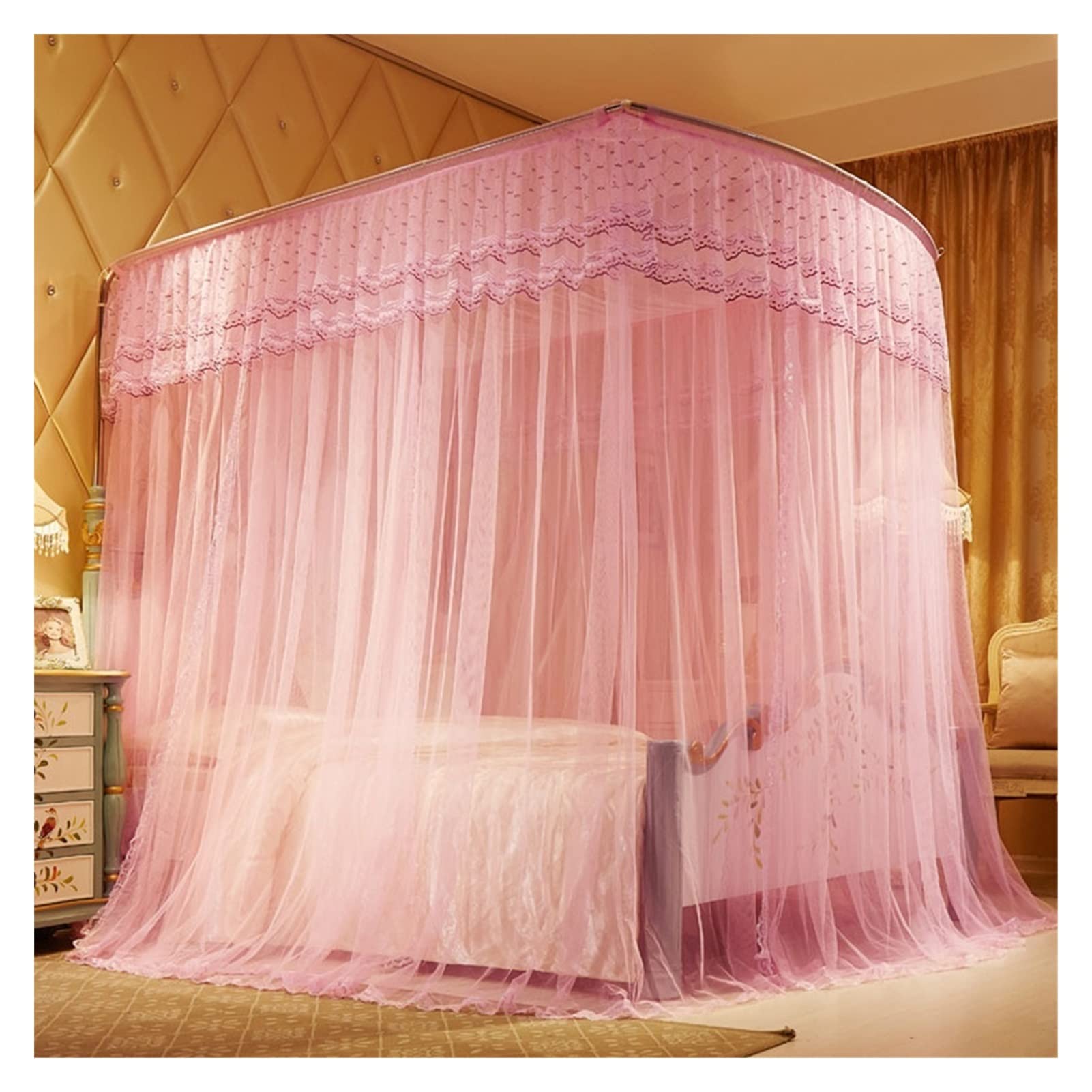 Moustiquaire de lit télescopique : fini les moustiques dans votre grand lit rose