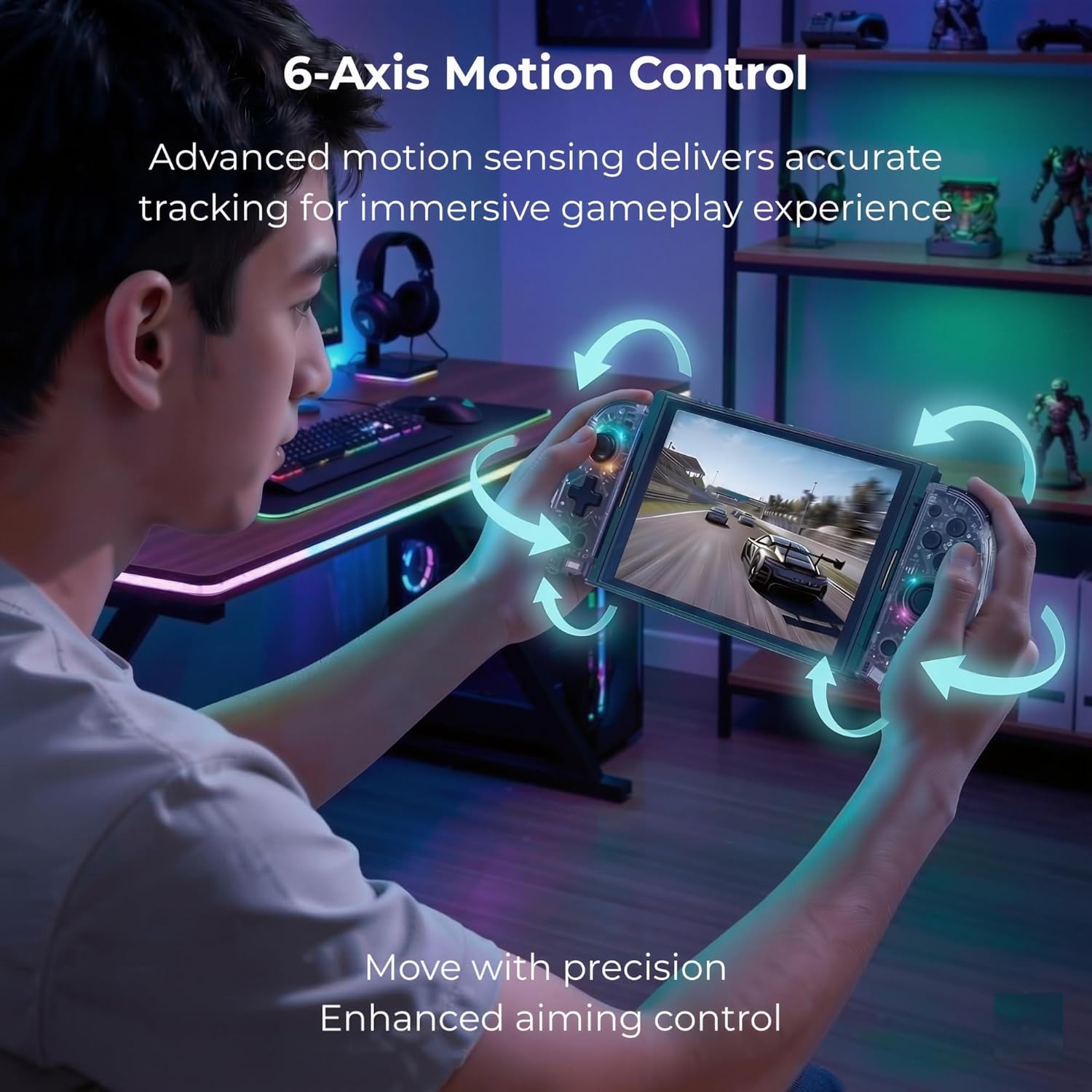 OnyxPulse Wireless Controller for Switch, Switch OLED & Switch 2 with Charging Adapters, Transparent RGB Gamepad with Turbo, Motion Control, Dual Vibration, Wake-Up Function, Ergonomic Design