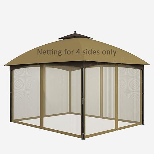 SunCula Mosquitera de repuesto con cremallera para patio al aire libre, jardín y patio trasero (10 x 10 pies, marrón)