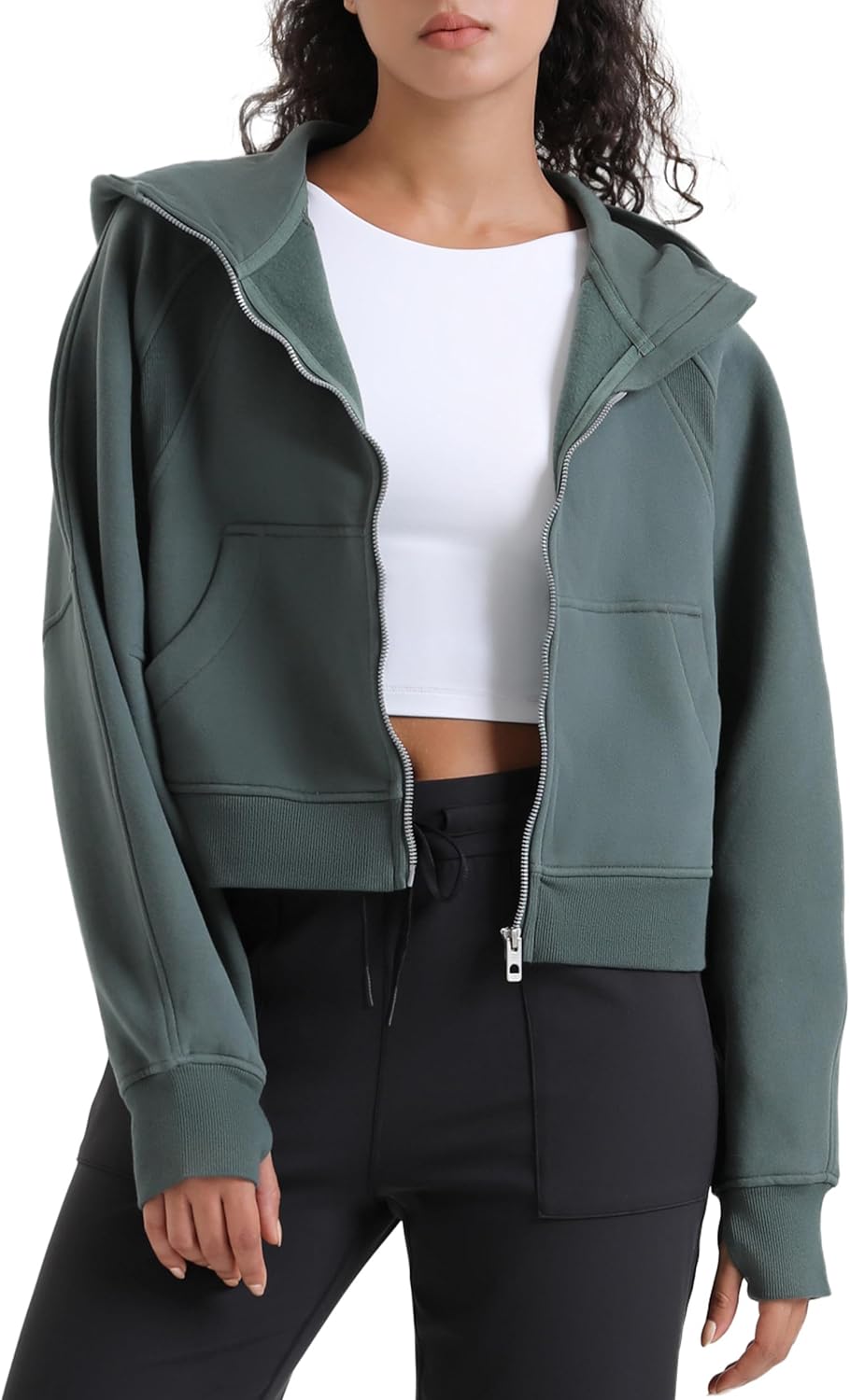 Colorfulkoala Women's Fleece Lined Oversized Hoodies Full-Zip Casual Workout Sweatshirts with Thumb Holes