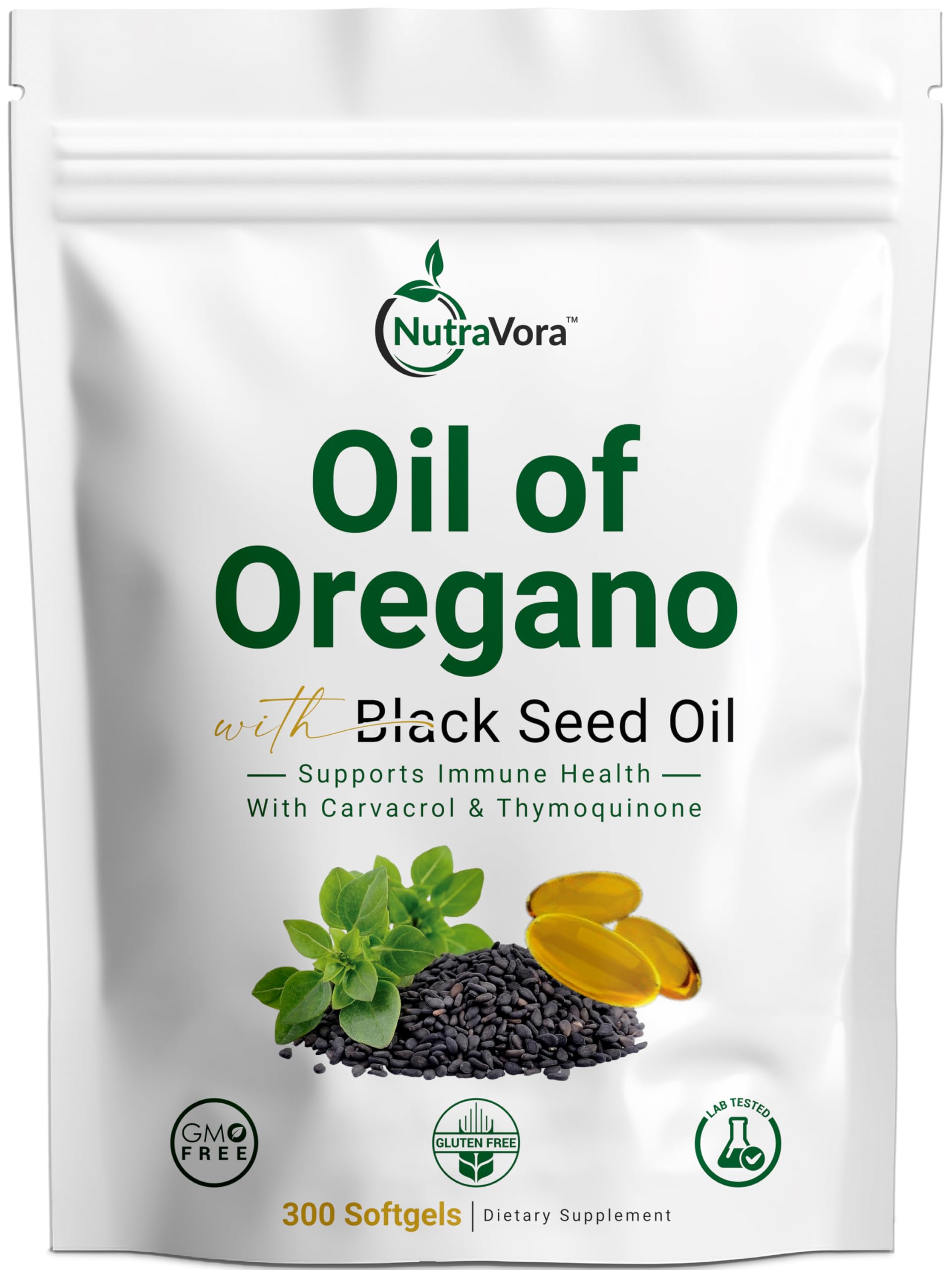 Oil of Oregano with Black Seed Oil Capsules, 300 Softgels