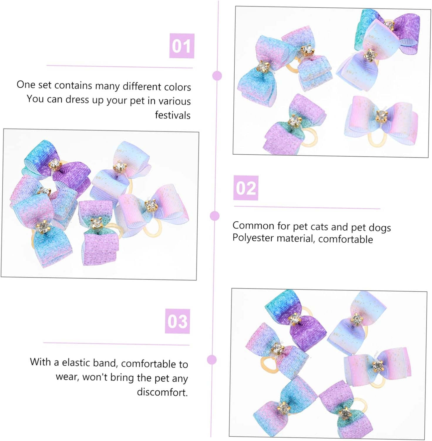 NOLITOY 100pcs Pet Hair Tie Bow Dog Hair Bows Lightweight and Fashionable for Dogs Cats