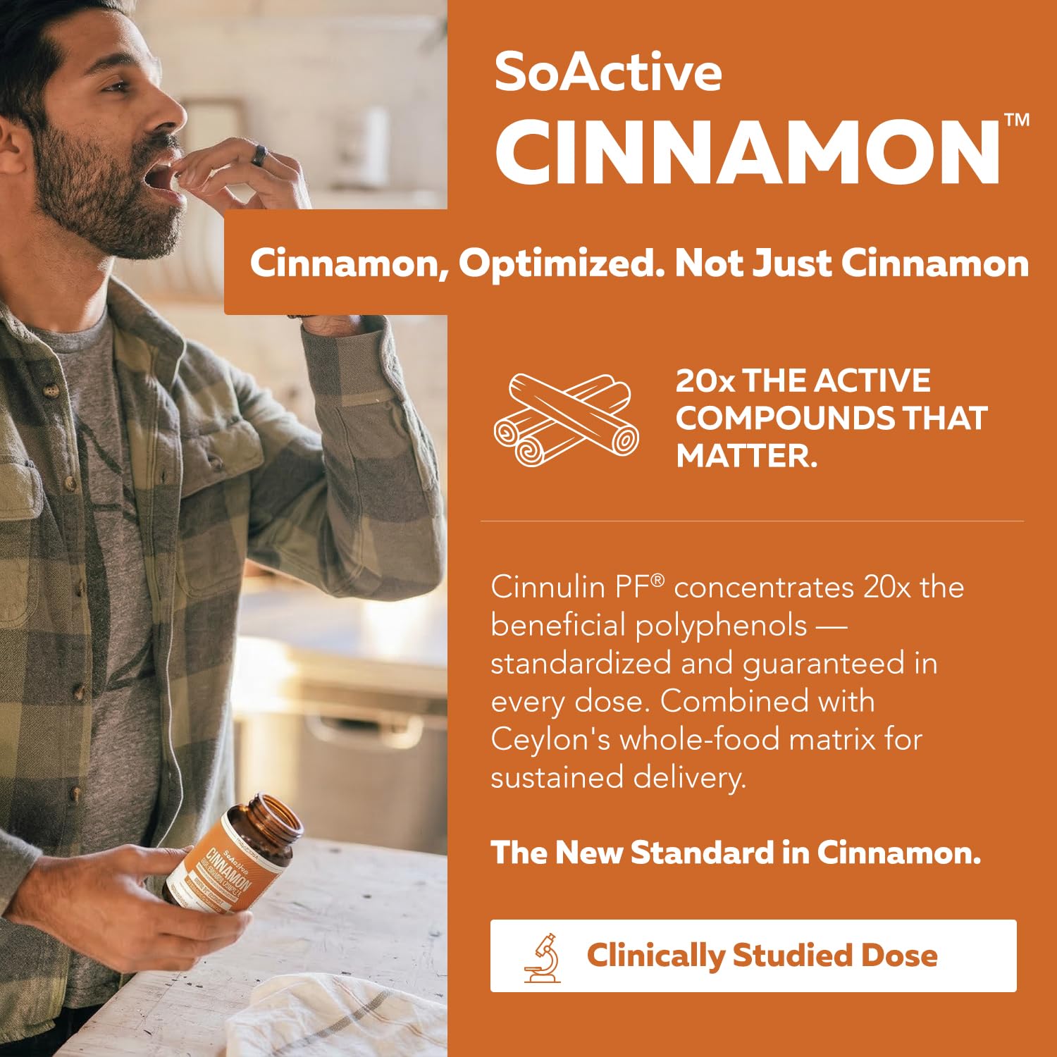 SoActive Cinnamon - 1000mg, Cinnulin PF® Extract + Organic Ceylon Cinnamon Capsules, 20x Active Compounds, Support for Metabolism, Heart & Hormonal Health, Clinically Studied Dose (60 Vegan Capsules) — Amazon image 2