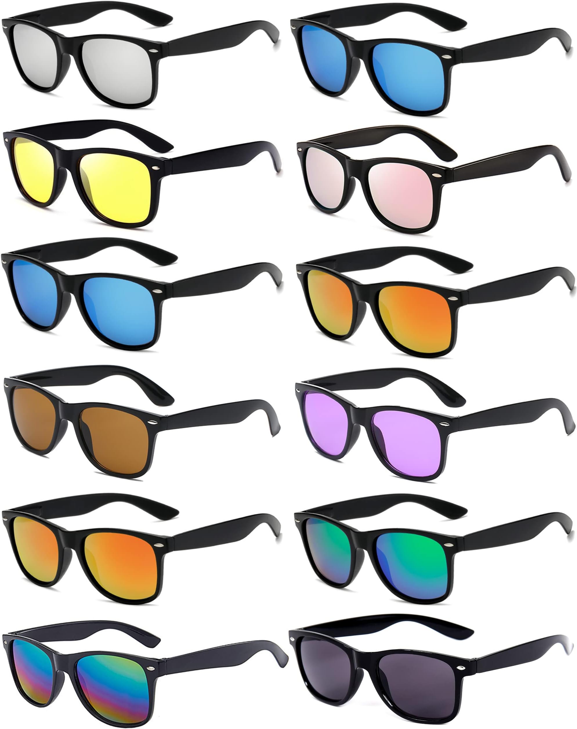 Eyegla12 Pack Vintage 80's Retro Unisex Neon Sunglasses Party Favors for Kids and Adults