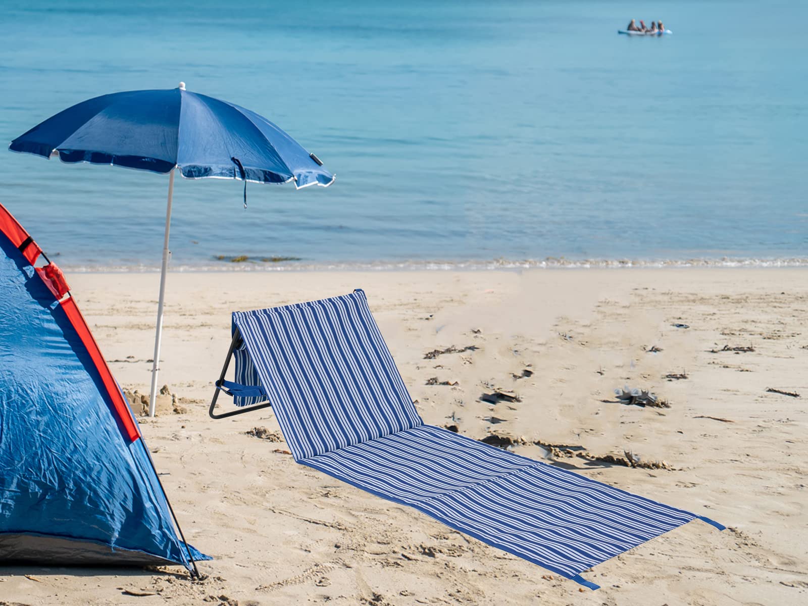 Campart Brittany składana mata plażowa - do 120 kg - wyściełana - uchwyt do przenoszenia, niebieski